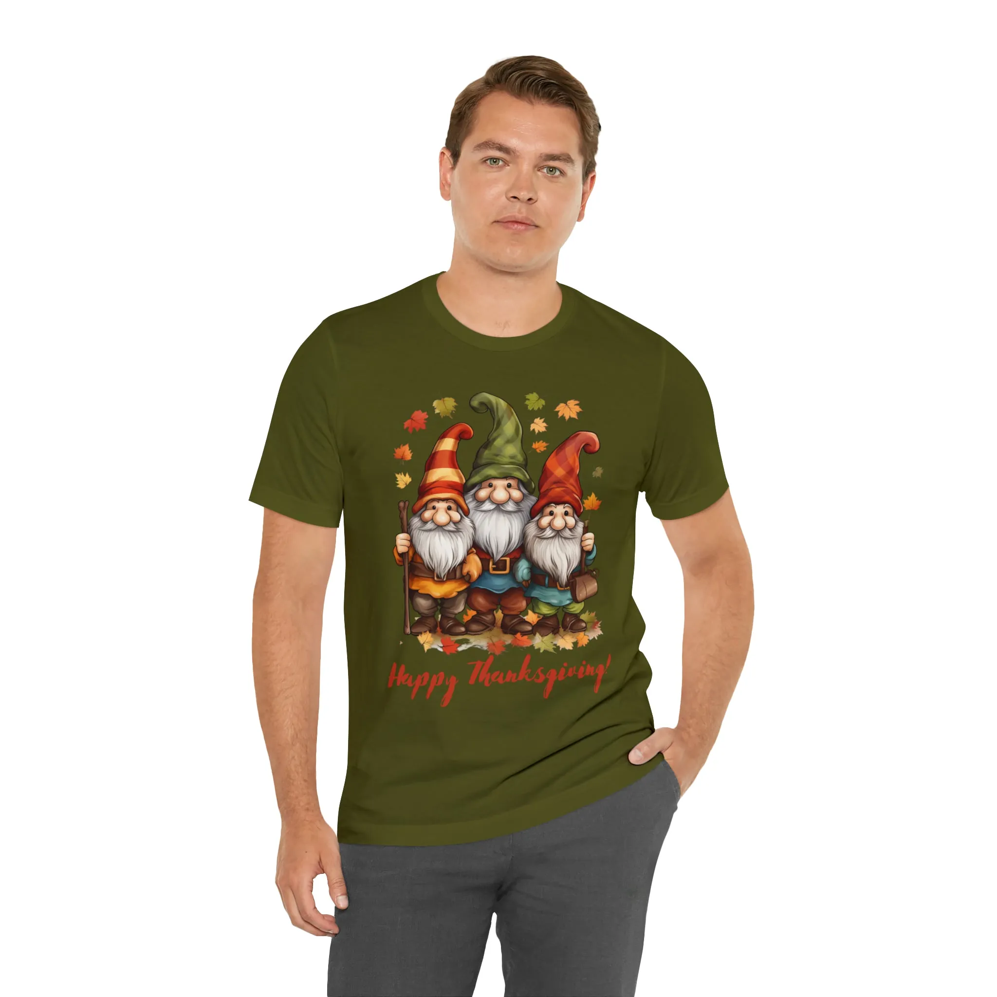Happy Thanksgiving Gnomes T-Shirt | Fall Happy Gnomes Tee |  Bella Canvas 3001 Unisex |  Thanksgiving Season Short Sleeve Tshirt