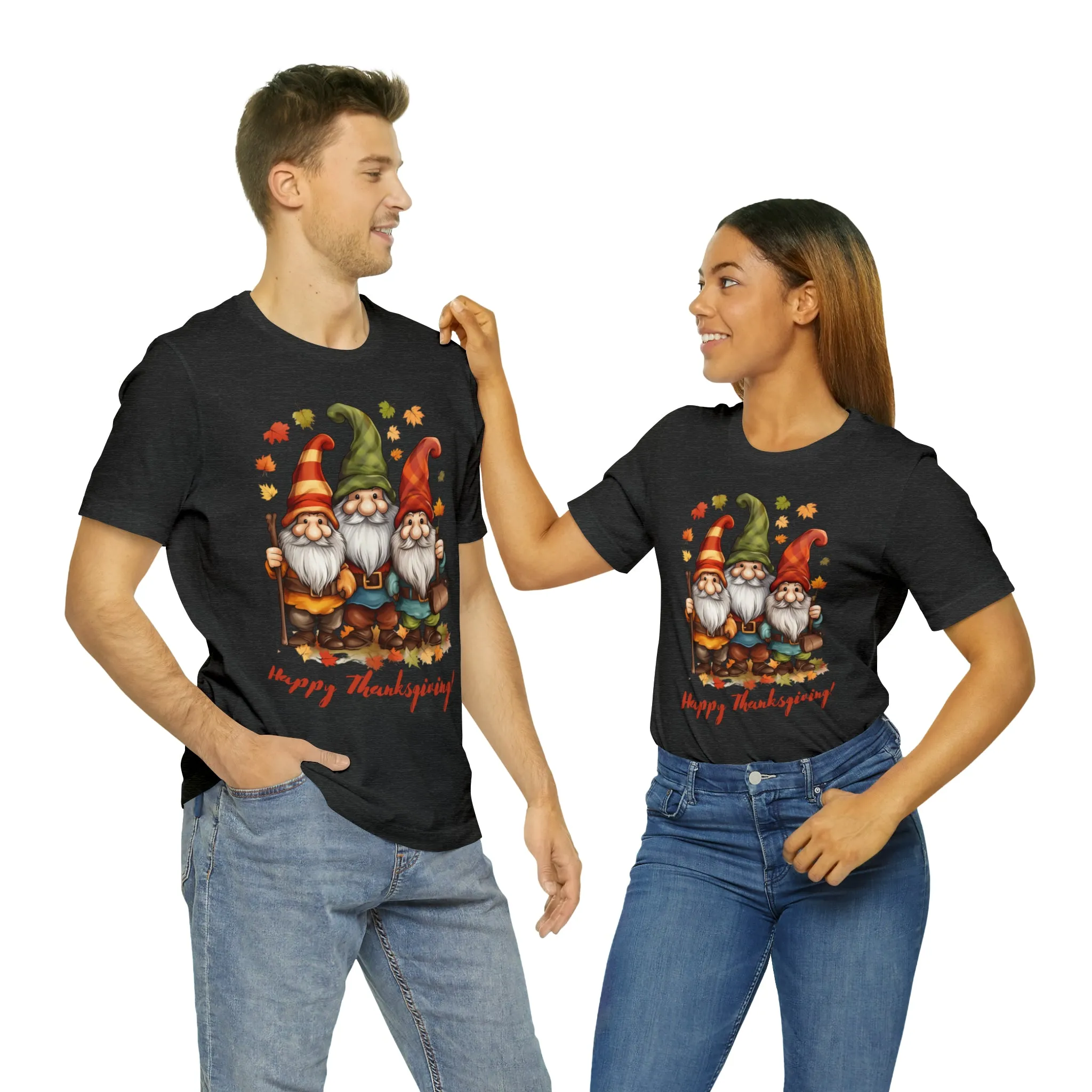 Happy Thanksgiving Gnomes T-Shirt | Fall Happy Gnomes Tee |  Bella Canvas 3001 Unisex |  Thanksgiving Season Short Sleeve Tshirt