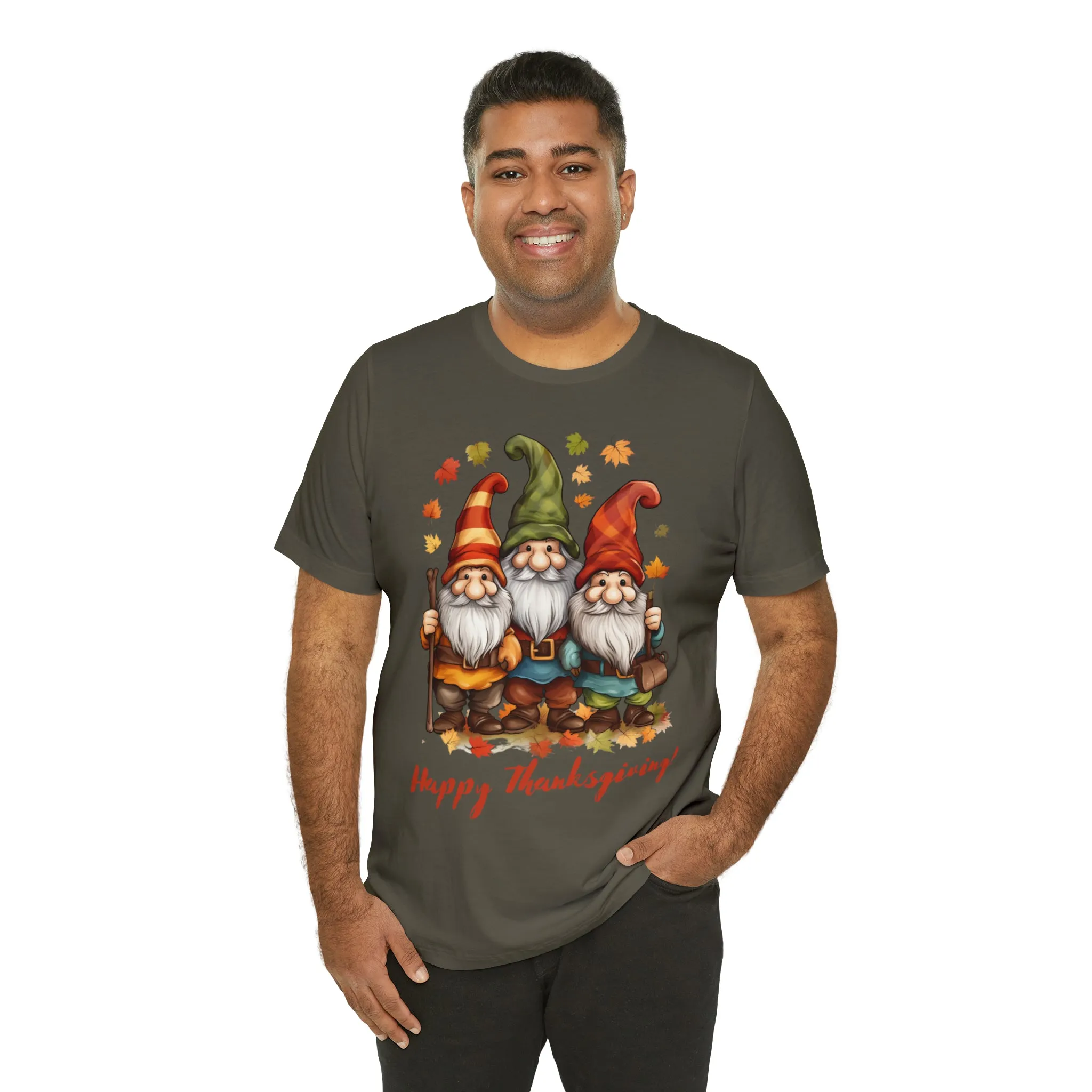 Happy Thanksgiving Gnomes T-Shirt | Fall Happy Gnomes Tee |  Bella Canvas 3001 Unisex |  Thanksgiving Season Short Sleeve Tshirt