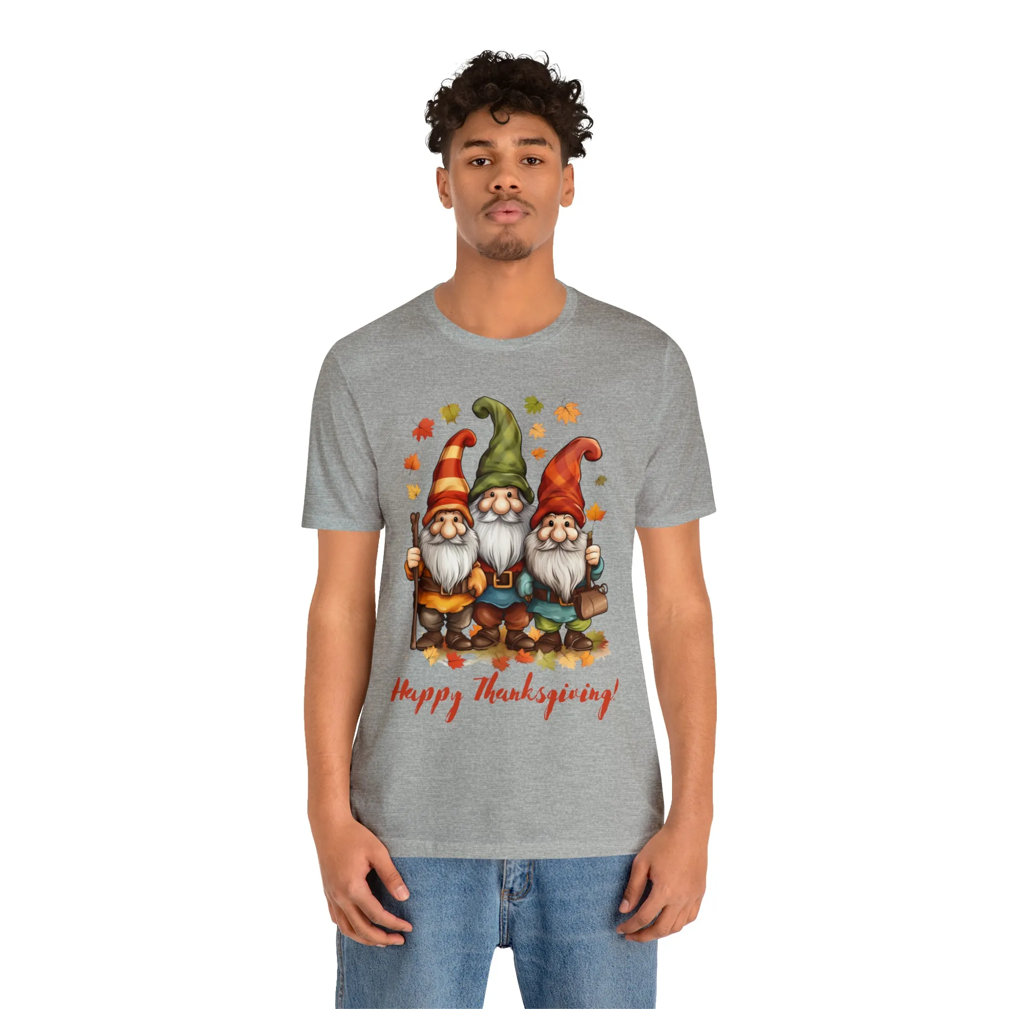 Happy Thanksgiving Gnomes T-Shirt | Fall Happy Gnomes Tee |  Bella Canvas 3001 Unisex |  Thanksgiving Season Short Sleeve Tshirt
