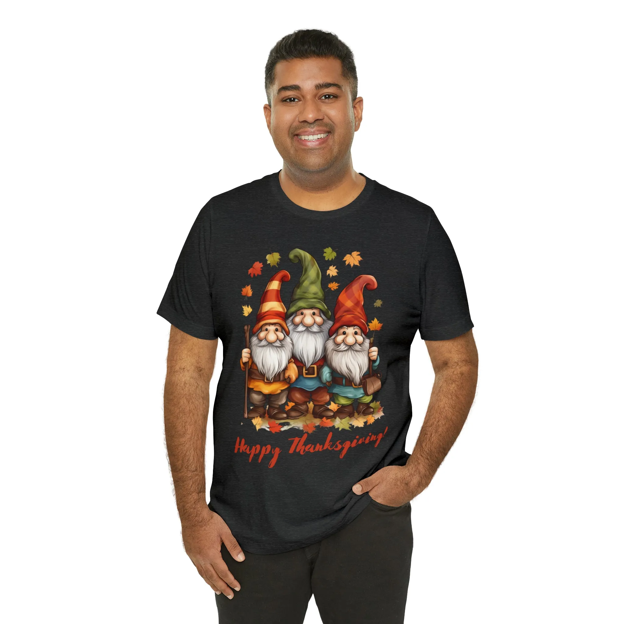 Happy Thanksgiving Gnomes T-Shirt | Fall Happy Gnomes Tee |  Bella Canvas 3001 Unisex |  Thanksgiving Season Short Sleeve Tshirt