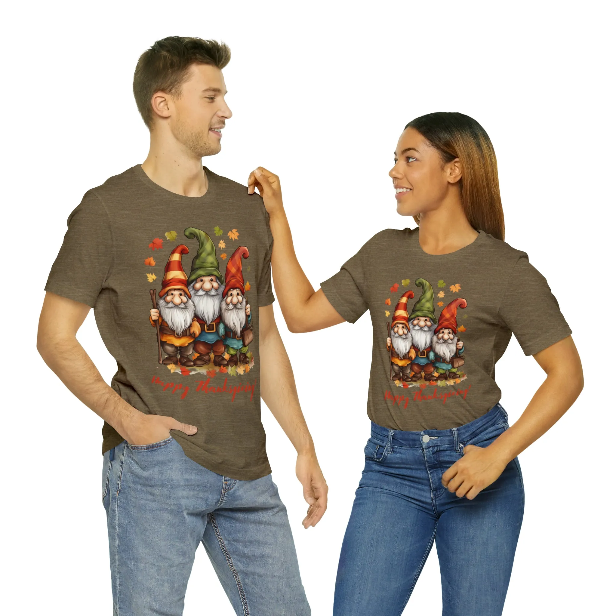 Happy Thanksgiving Gnomes T-Shirt | Fall Happy Gnomes Tee |  Bella Canvas 3001 Unisex |  Thanksgiving Season Short Sleeve Tshirt
