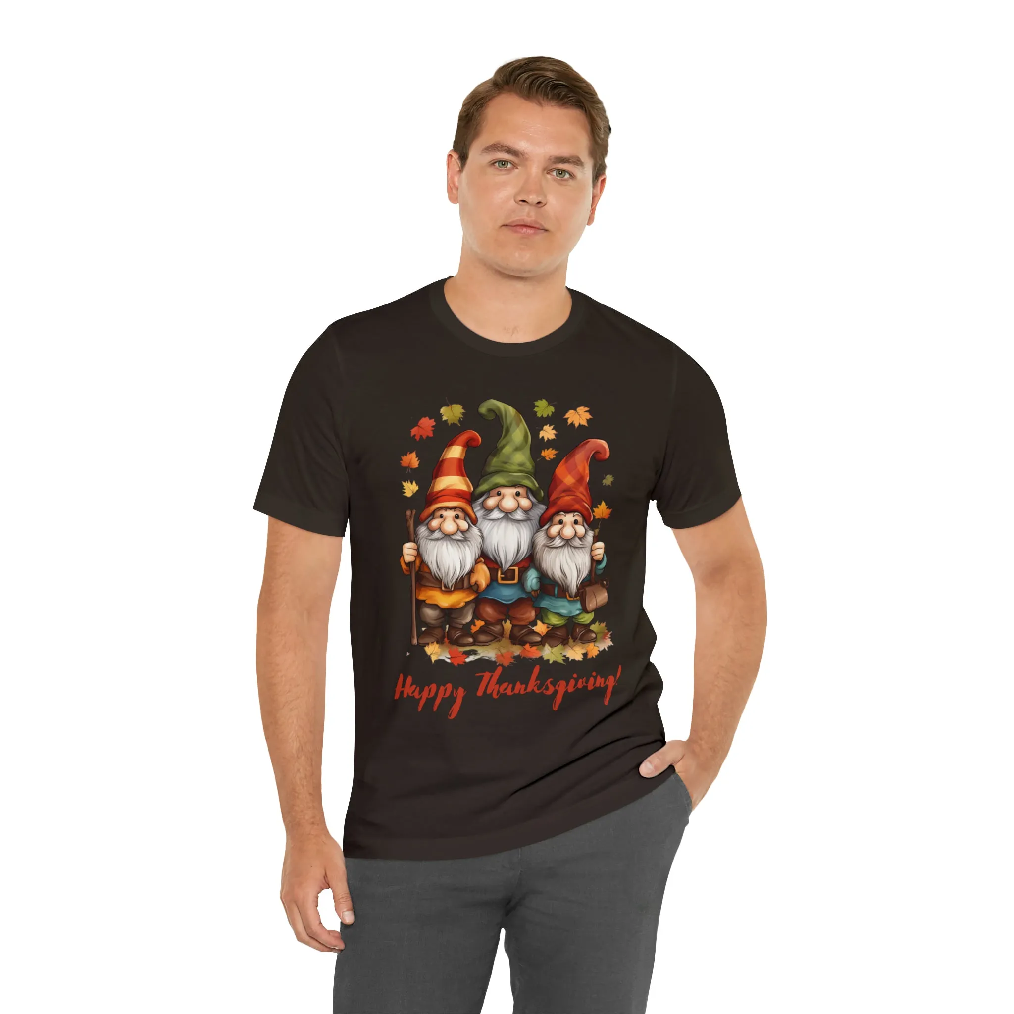 Happy Thanksgiving Gnomes T-Shirt | Fall Happy Gnomes Tee |  Bella Canvas 3001 Unisex |  Thanksgiving Season Short Sleeve Tshirt