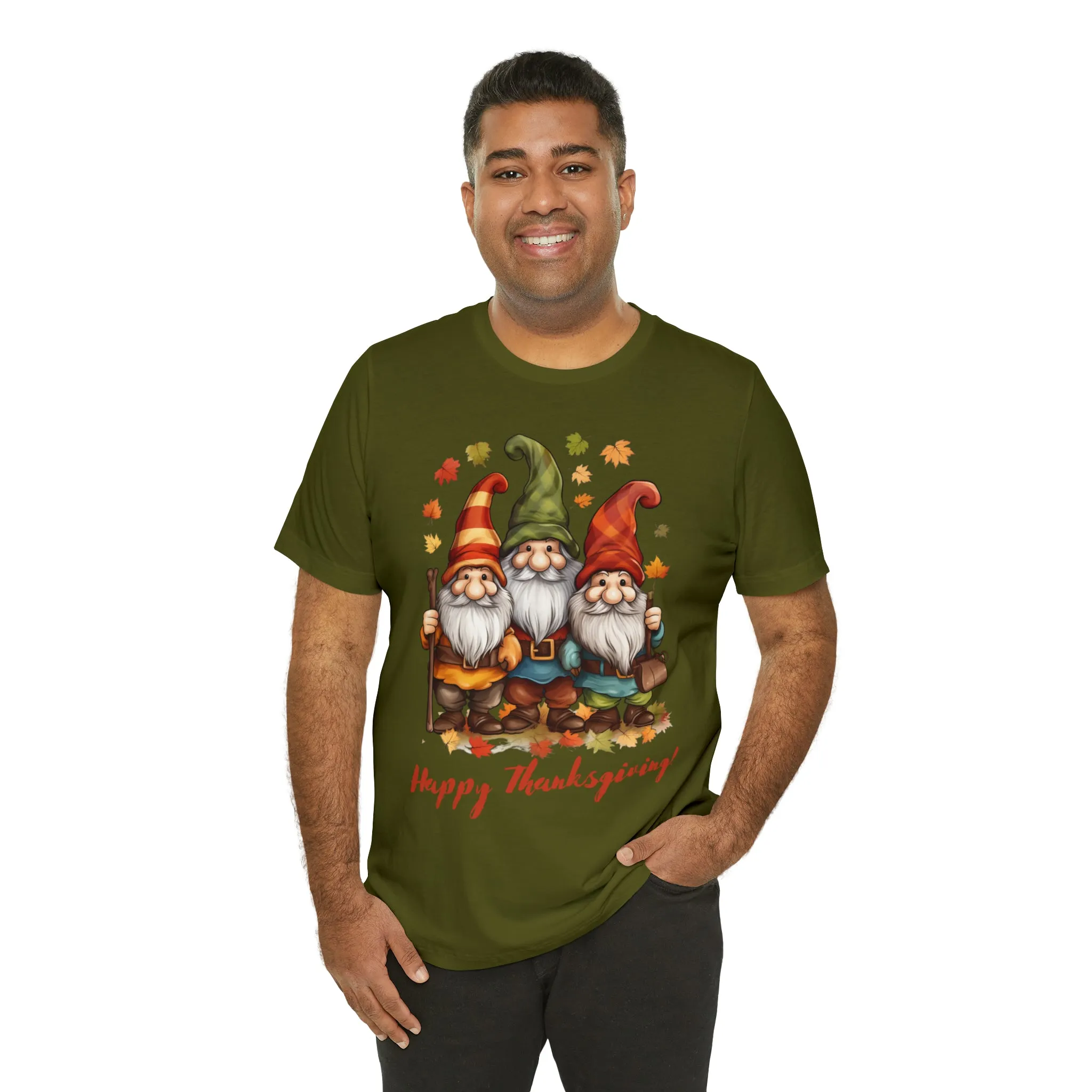 Happy Thanksgiving Gnomes T-Shirt | Fall Happy Gnomes Tee |  Bella Canvas 3001 Unisex |  Thanksgiving Season Short Sleeve Tshirt