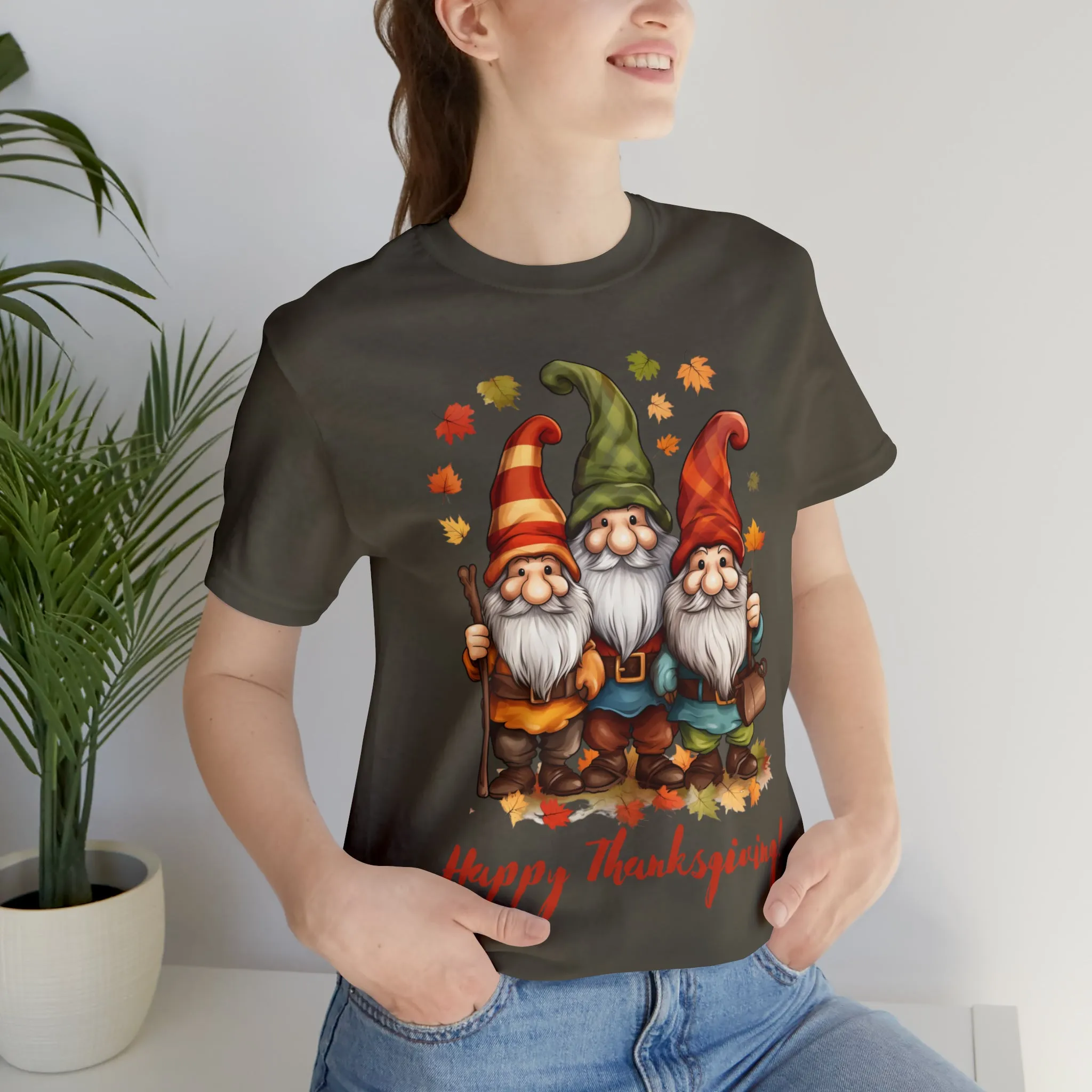 Happy Thanksgiving Gnomes T-Shirt | Fall Happy Gnomes Tee |  Bella Canvas 3001 Unisex |  Thanksgiving Season Short Sleeve Tshirt