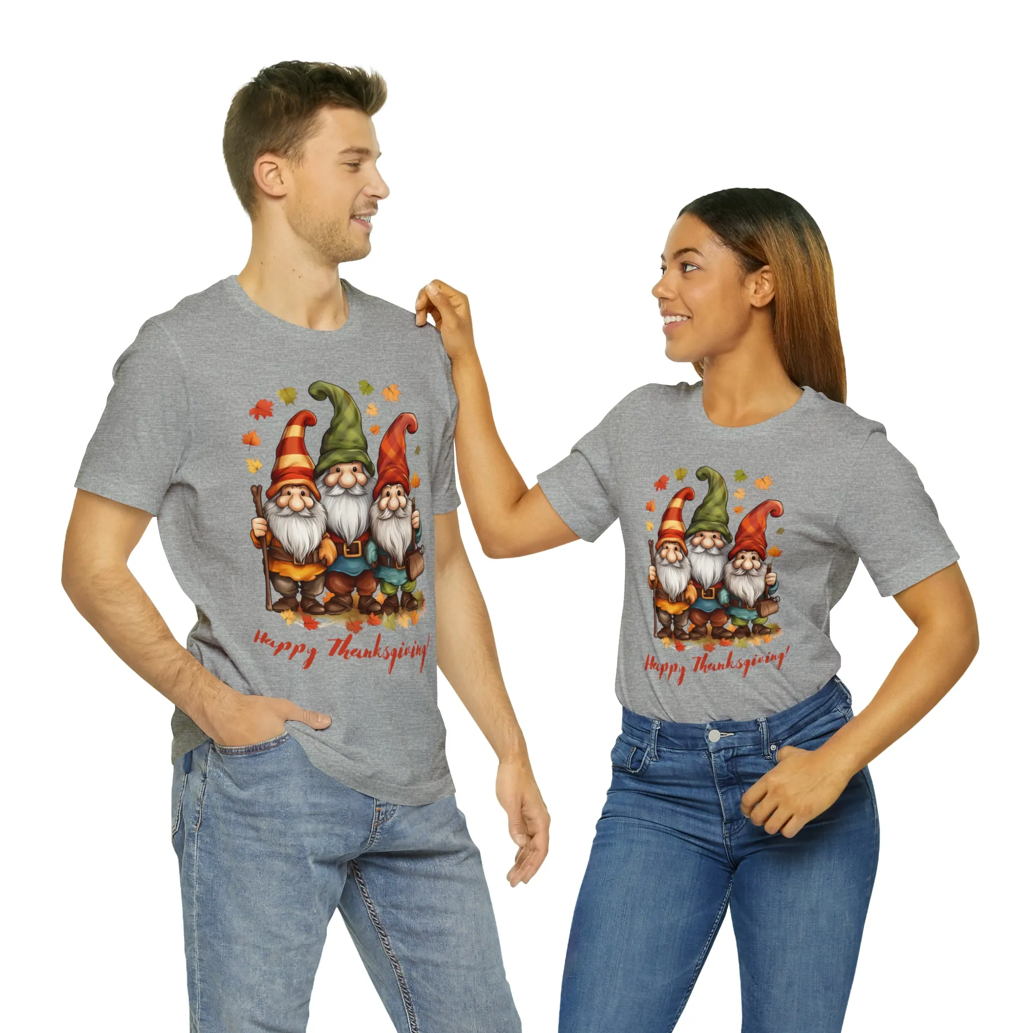 Happy Thanksgiving Gnomes T-Shirt | Fall Happy Gnomes Tee |  Bella Canvas 3001 Unisex |  Thanksgiving Season Short Sleeve Tshirt