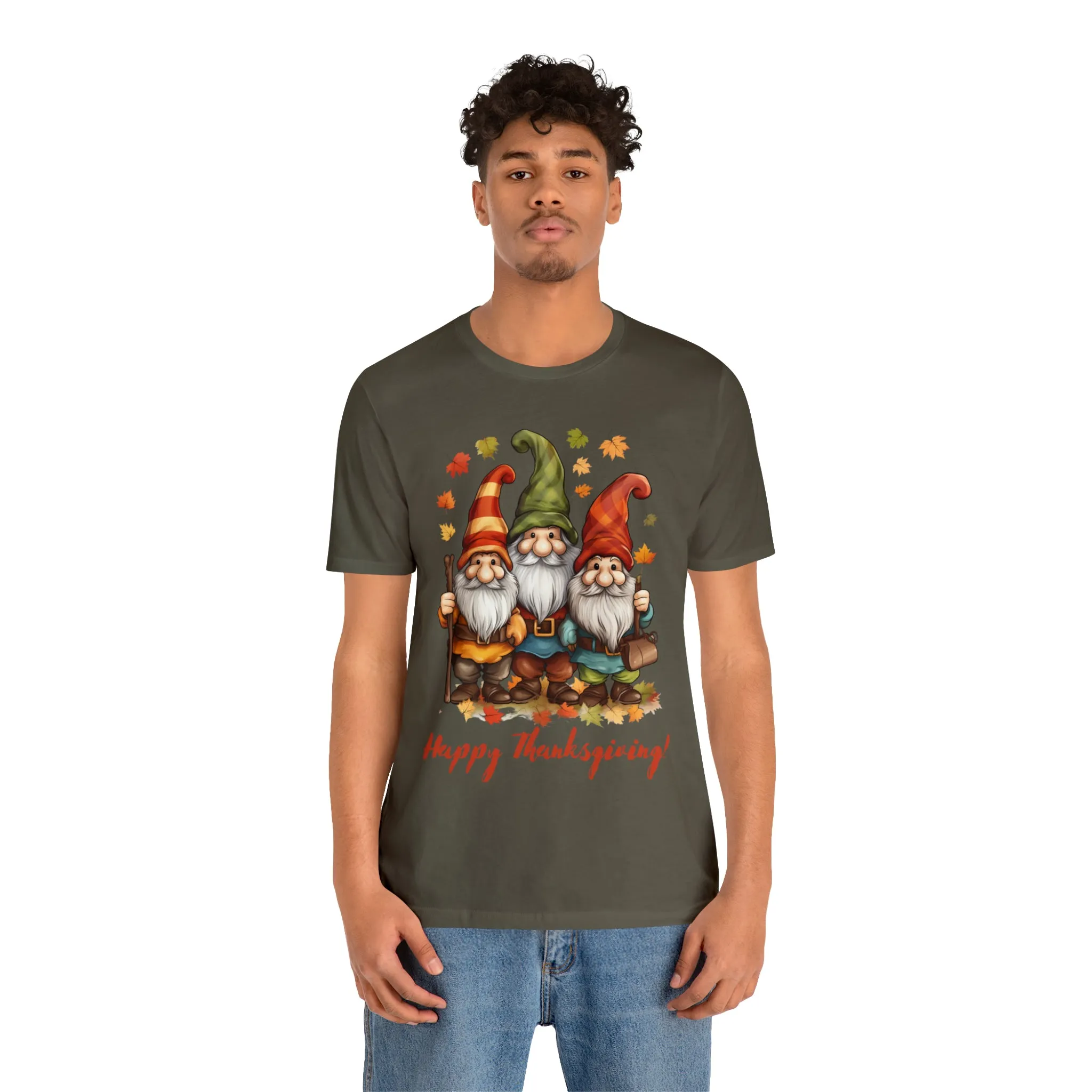 Happy Thanksgiving Gnomes T-Shirt | Fall Happy Gnomes Tee |  Bella Canvas 3001 Unisex |  Thanksgiving Season Short Sleeve Tshirt