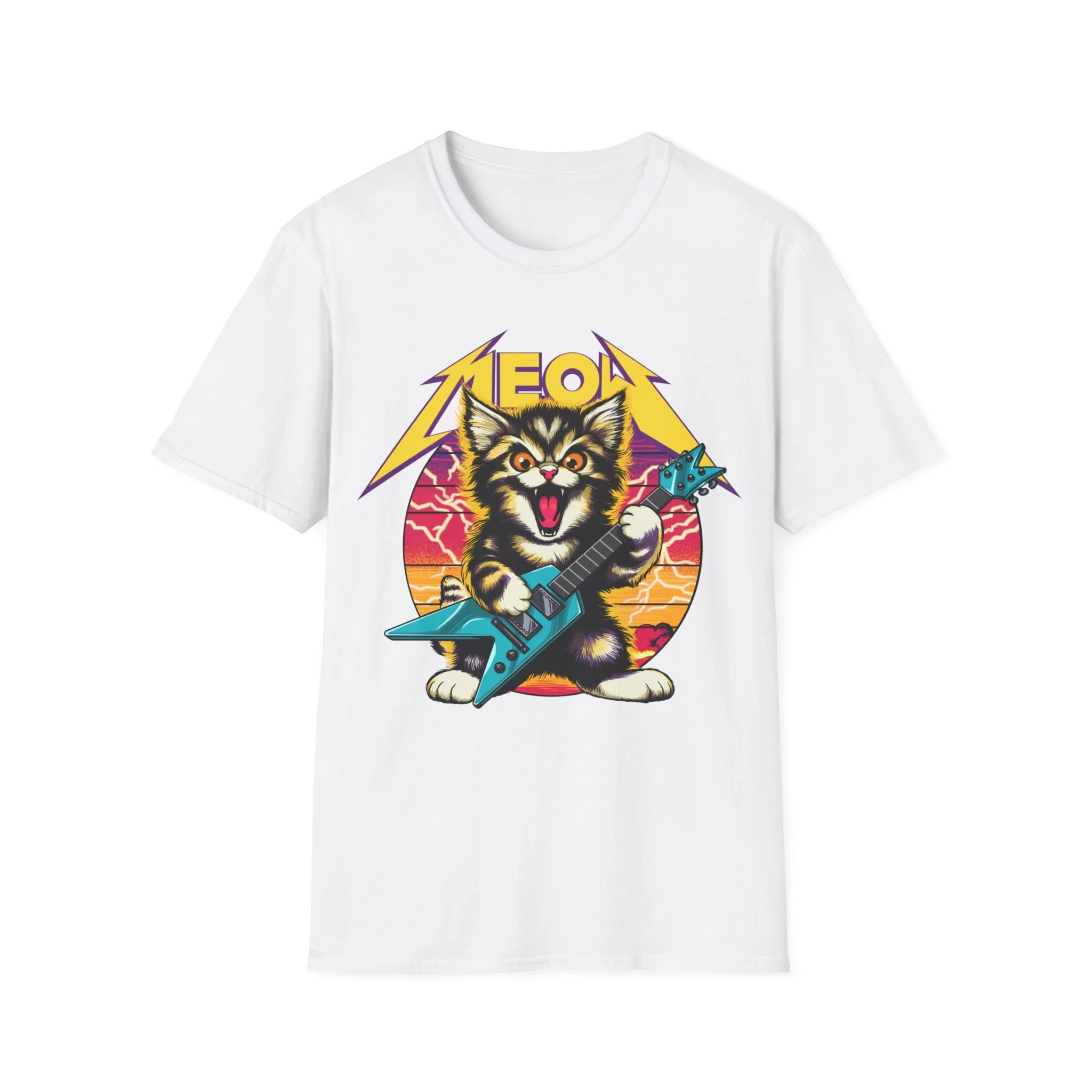 Hard Rock Kitty -- Yellow -- On Gildan Softstyle T-Shirt