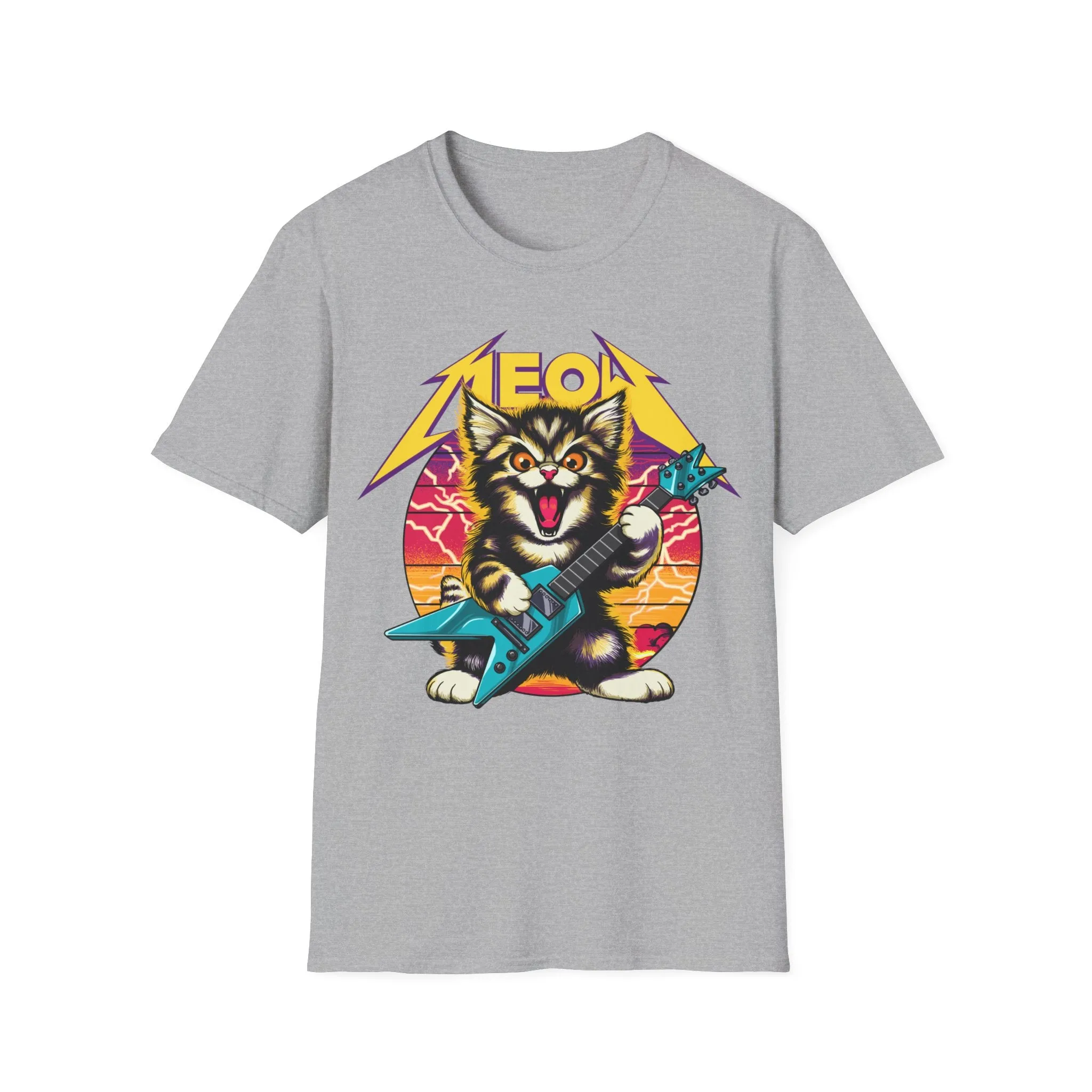 Hard Rock Kitty -- Yellow -- On Gildan Softstyle T-Shirt