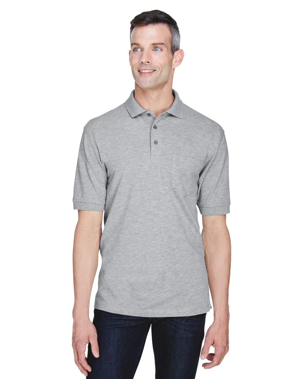 Harriton Easy Blend Pocket Polo Shirt