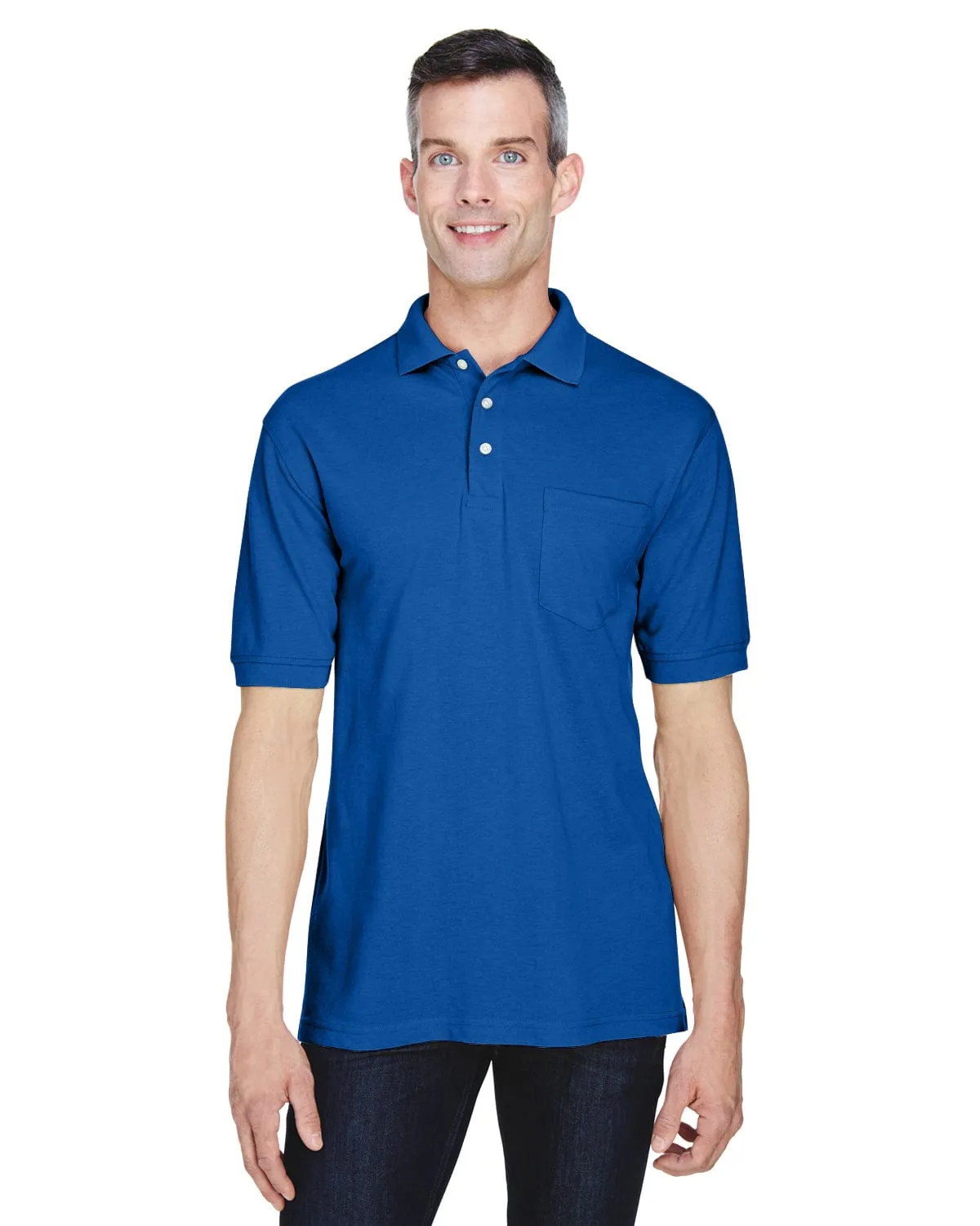 Harriton Easy Blend Pocket Polo Shirt