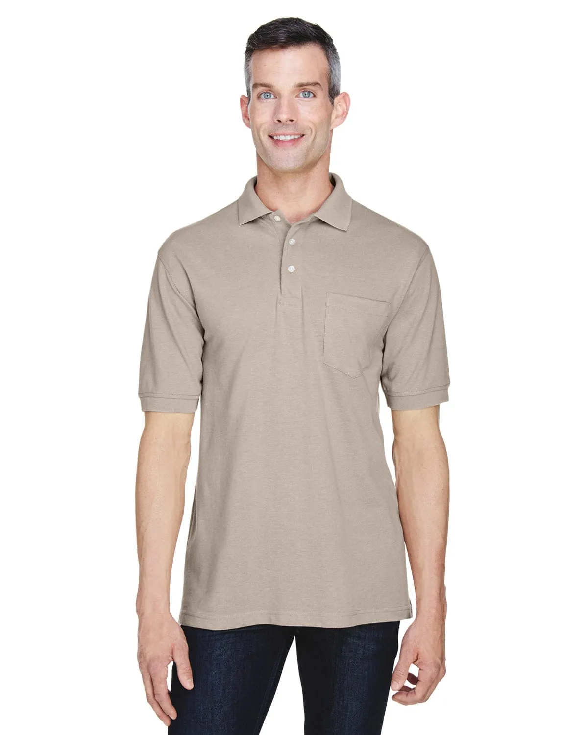 Harriton Easy Blend Pocket Polo Shirt