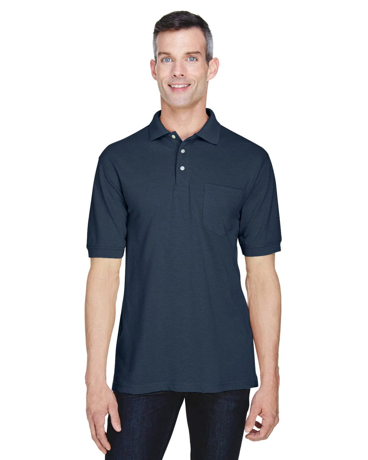 Harriton Easy Blend Pocket Polo Shirt