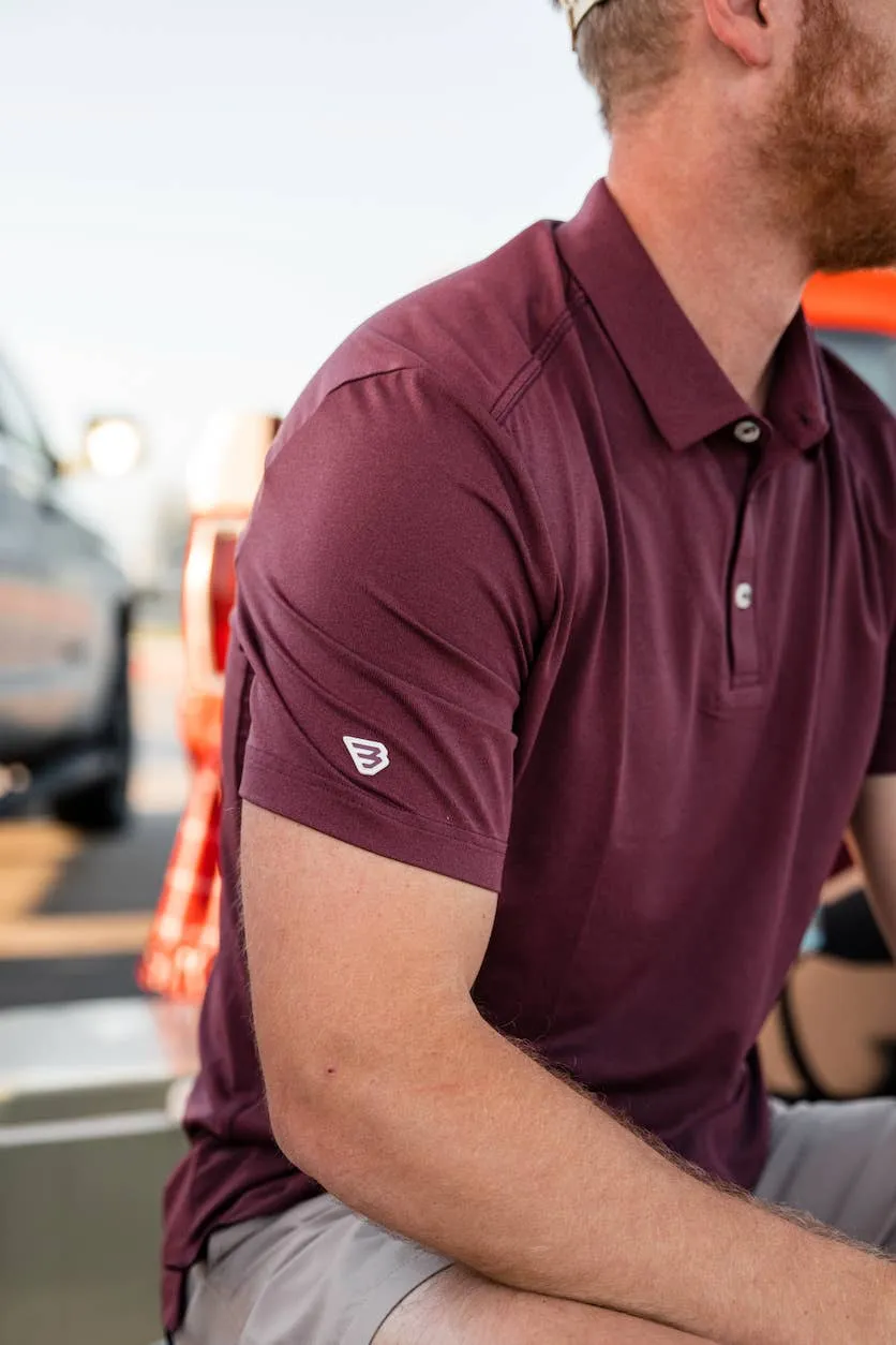 Heather maroon performance polo