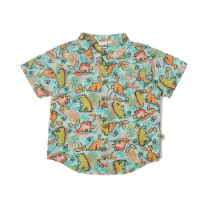 Holiday Linen Shirt Dino Jungle