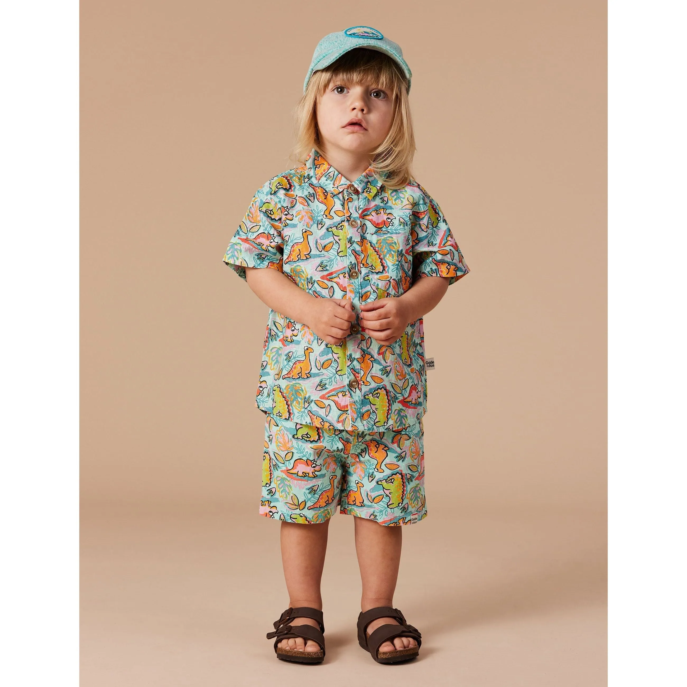 Holiday Linen Shirt Dino Jungle