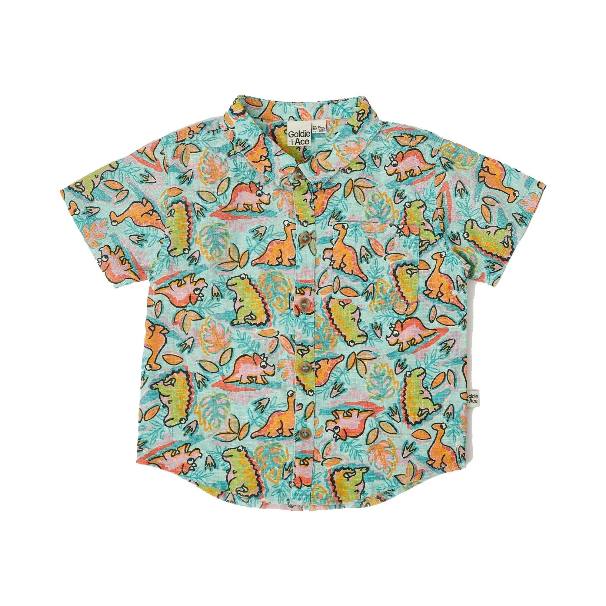 Holiday Linen Shirt Dino Jungle