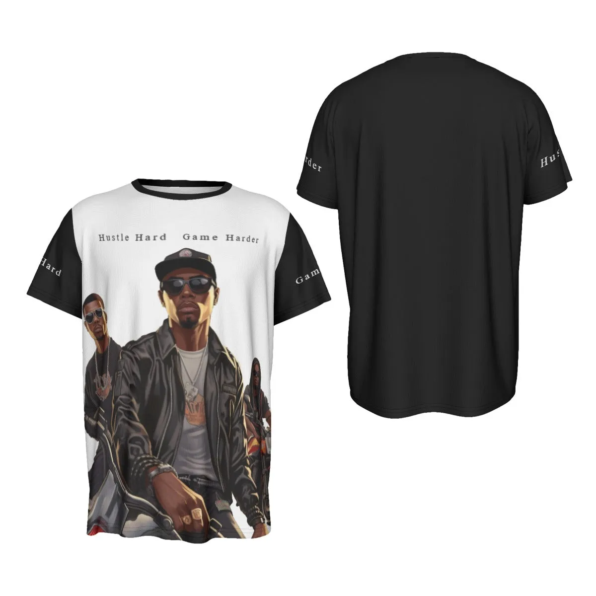 Hustle Hard Game Harder Men's Round Neck T-Shirt