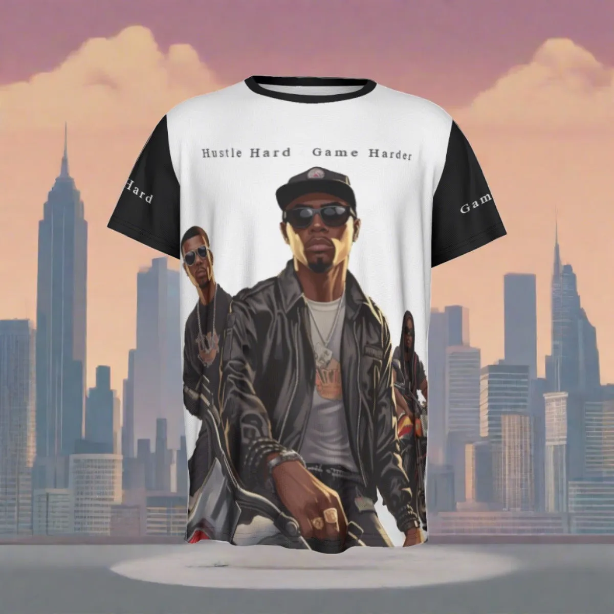 Hustle Hard Game Harder Men's Round Neck T-Shirt
