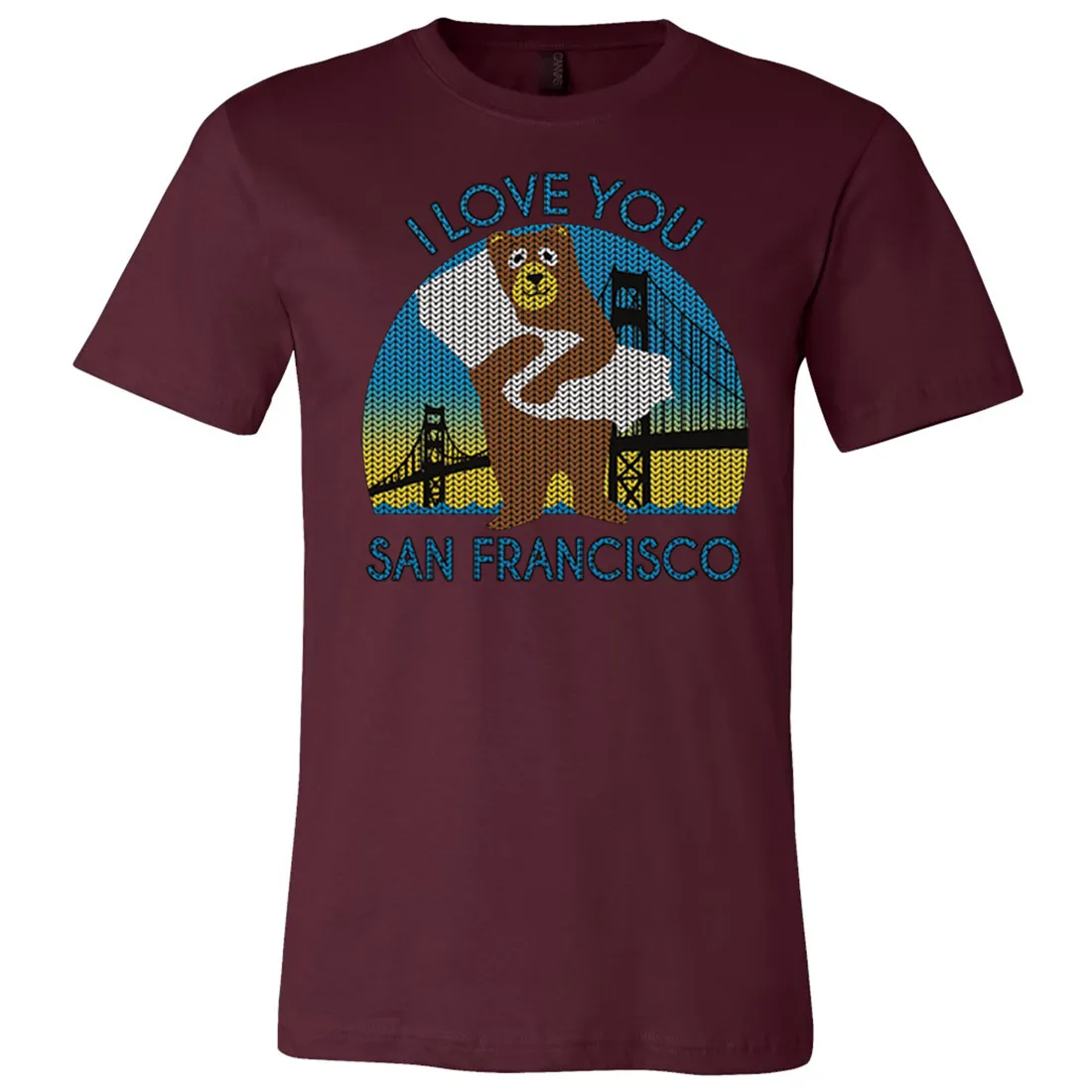 I Love You SF Knit Style Bear Asst Colors Mens Lightweight Fitted T-Shirt/tee