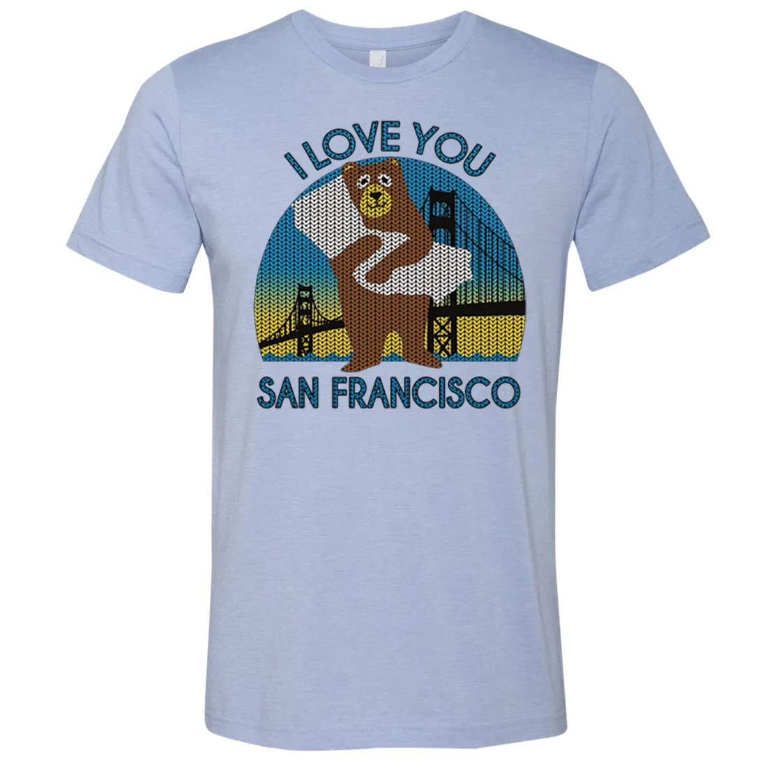 I Love You SF Knit Style Bear Asst Colors Mens Lightweight Fitted T-Shirt/tee