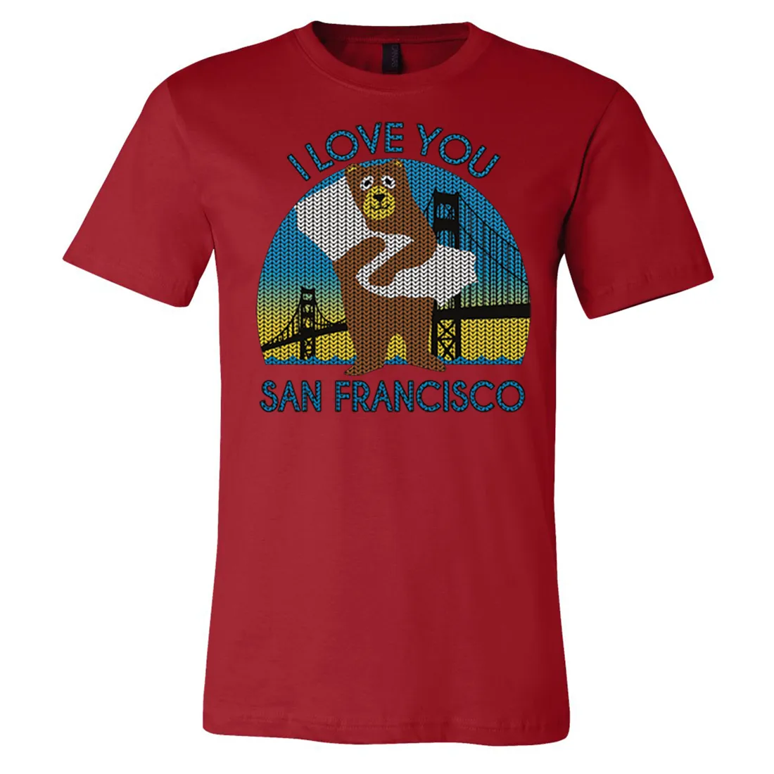 I Love You SF Knit Style Bear Asst Colors Mens Lightweight Fitted T-Shirt/tee