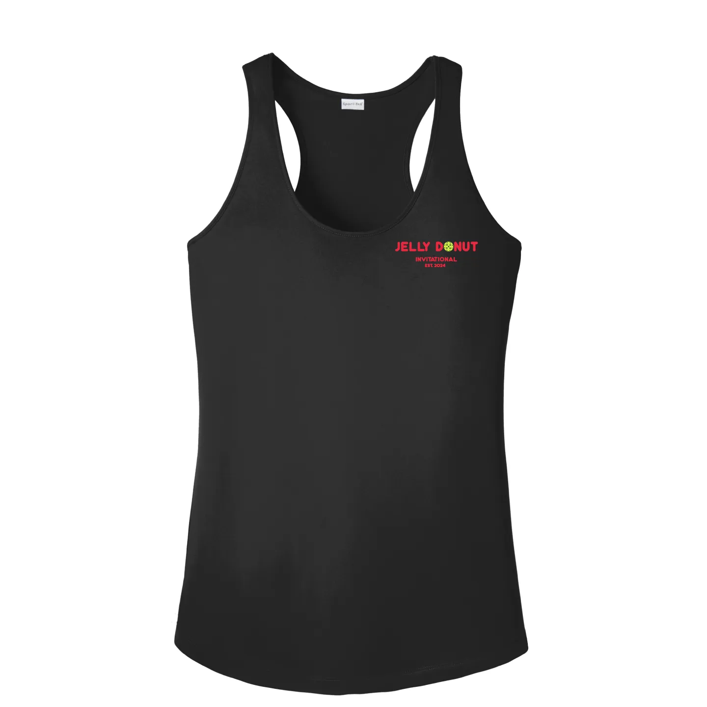 Jelly Donut Pickleball Ladies Performance Racerback ** Word logo **