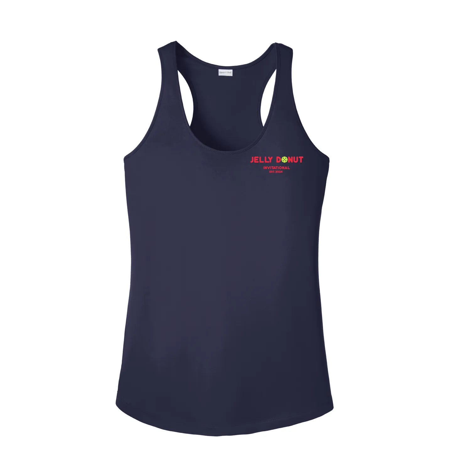 Jelly Donut Pickleball Ladies Performance Racerback ** Word logo **