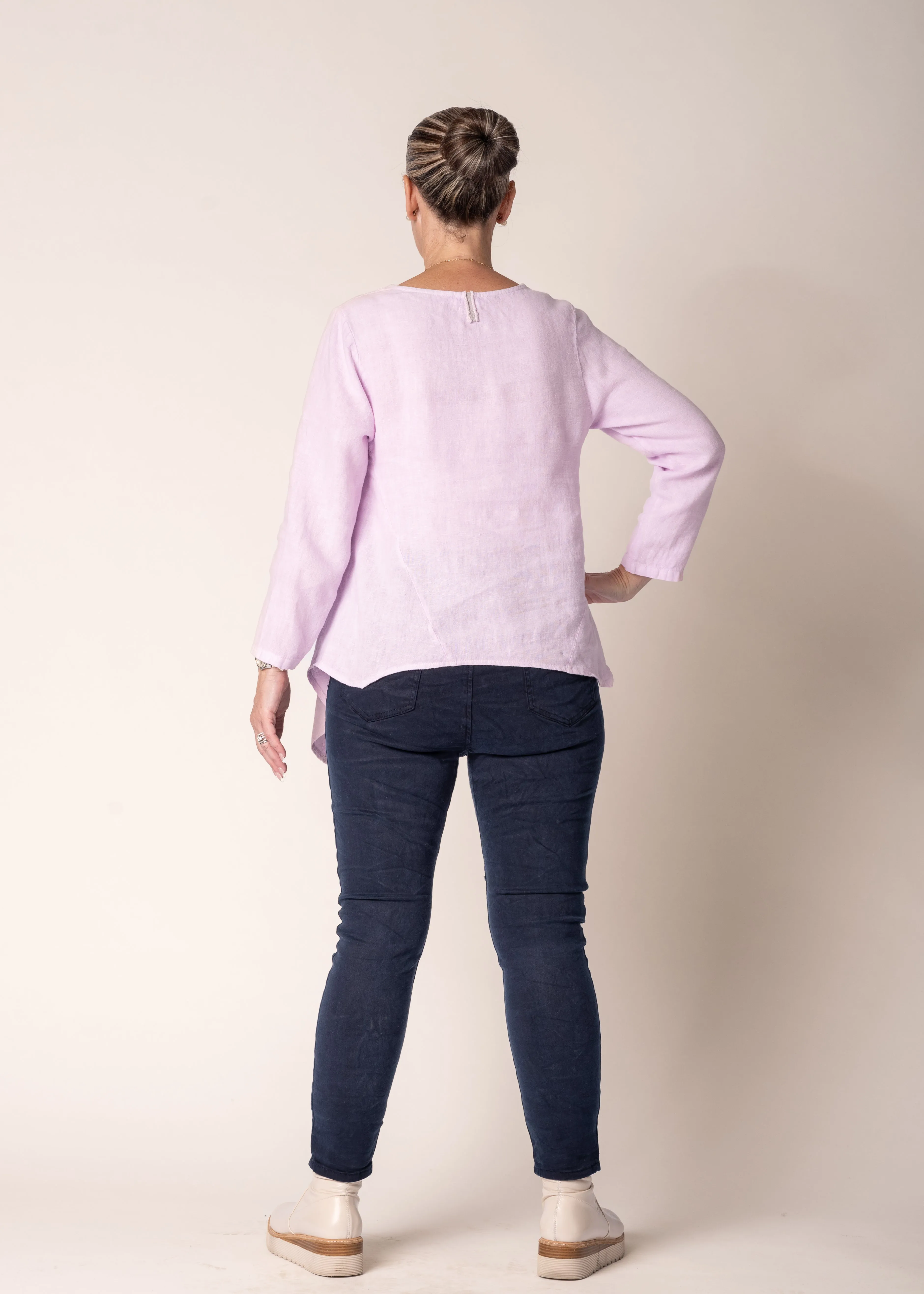 Kartely Linen Top in Freesia Pink