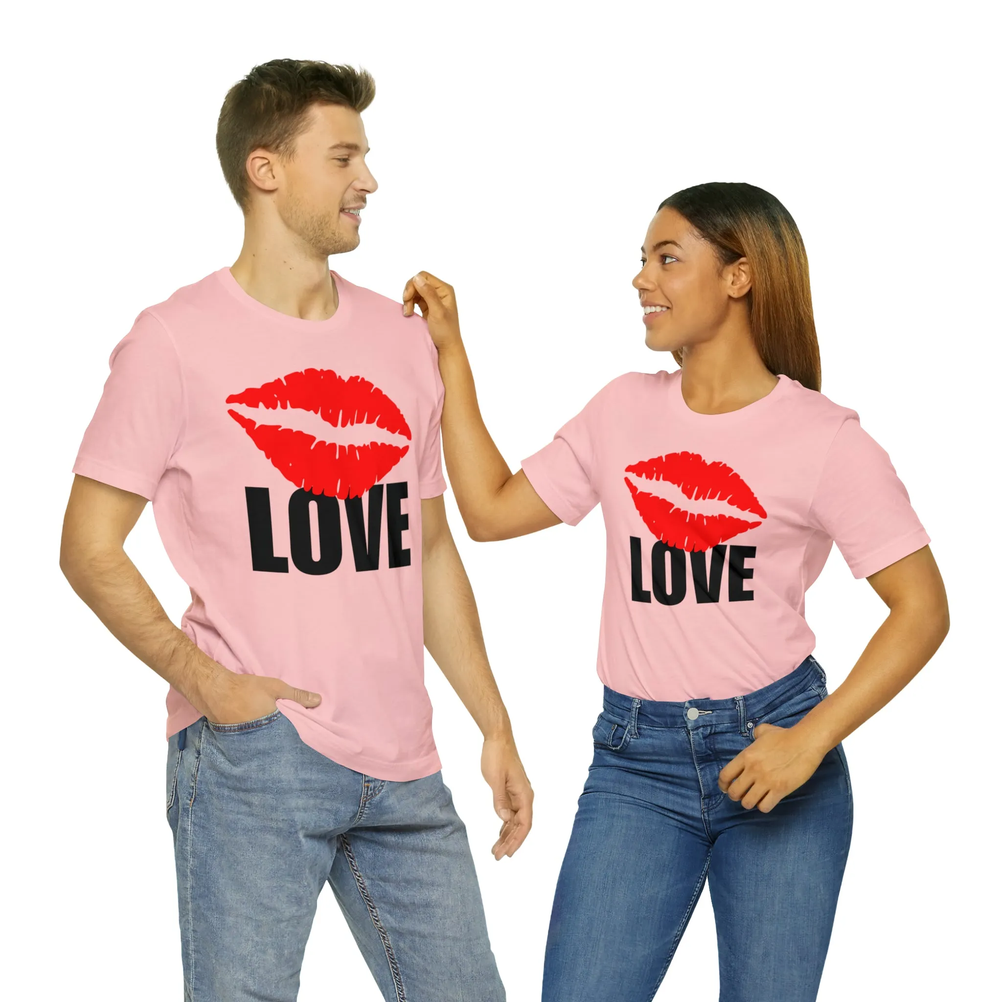 Kiss Love Happy Valentine's Day T-Shirt | Sweetheart Love Tee |  Bella Canvas 3001 Unisex |  I Love You Short Sleeve Tshirt