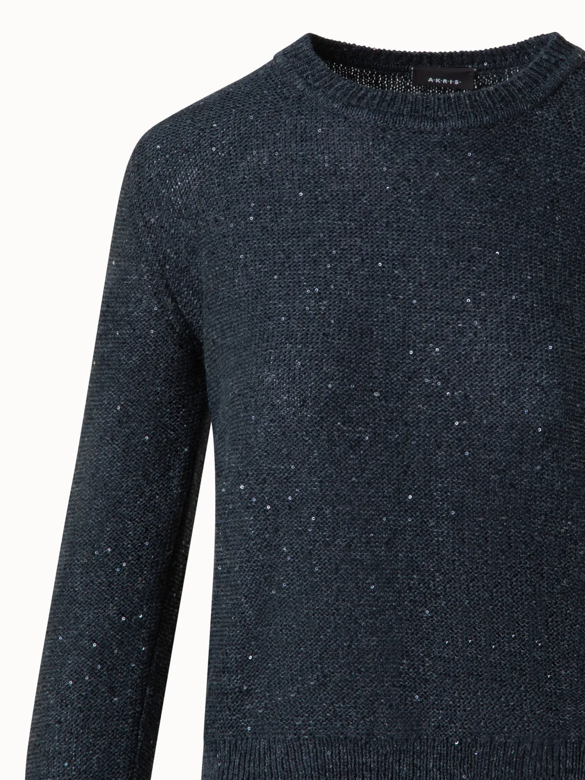 Knit Sweater in Linen Cotton with Micro Sequins
