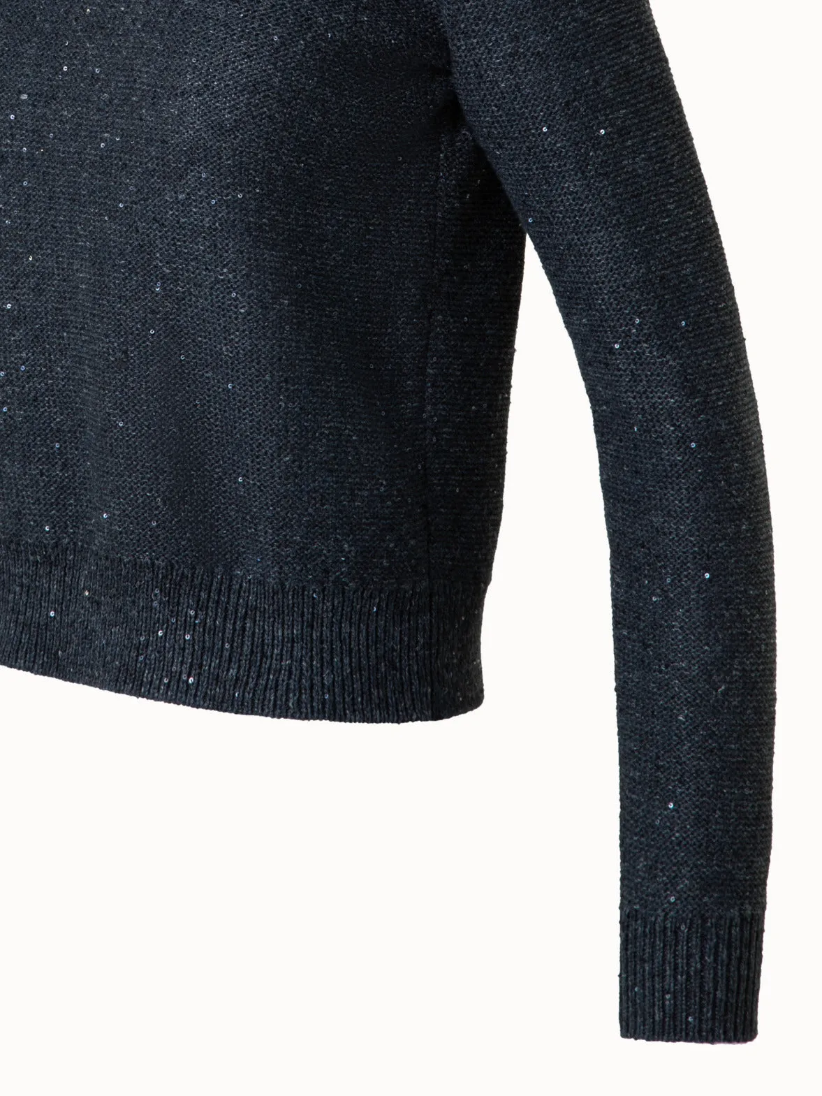Knit Sweater in Linen Cotton with Micro Sequins