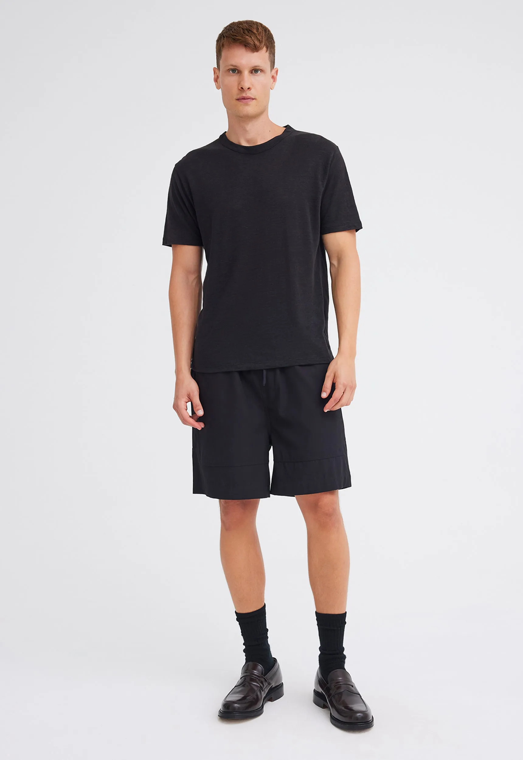 Line Linen Tee - Black