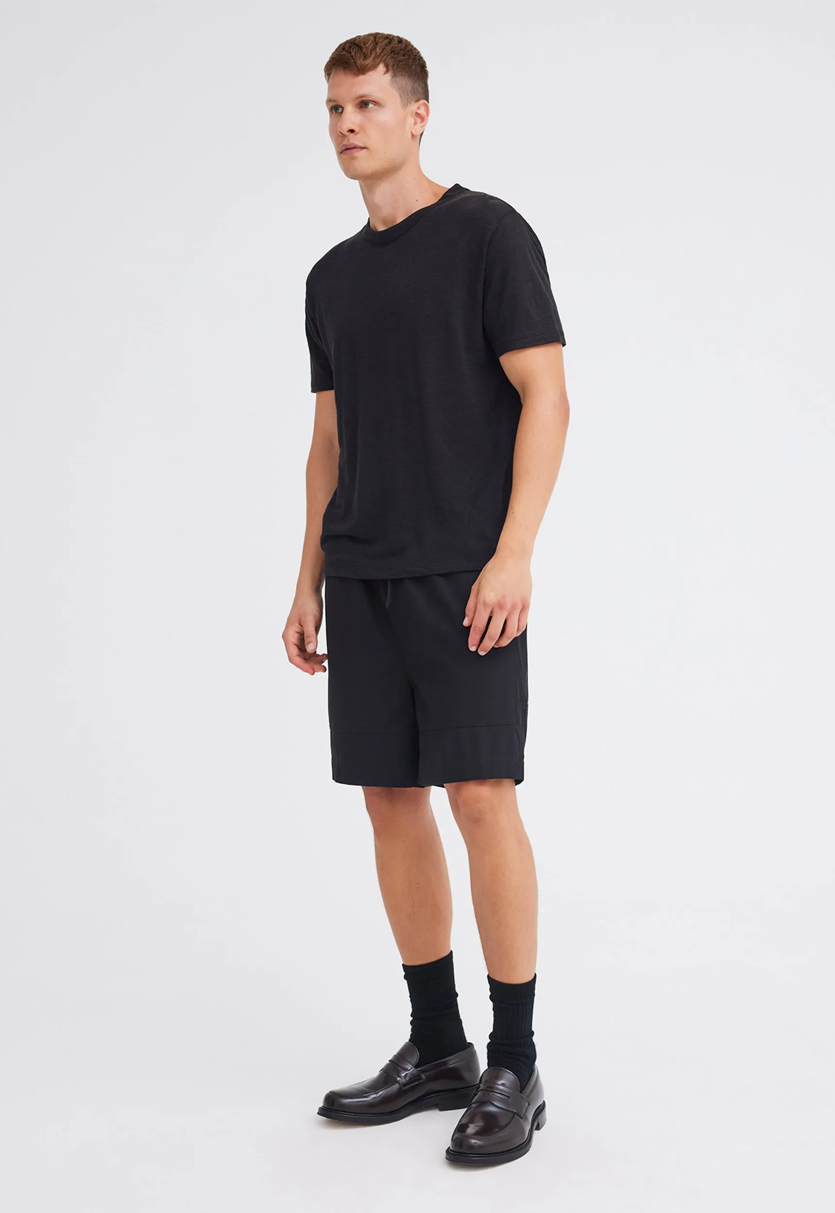 Line Linen Tee - Black