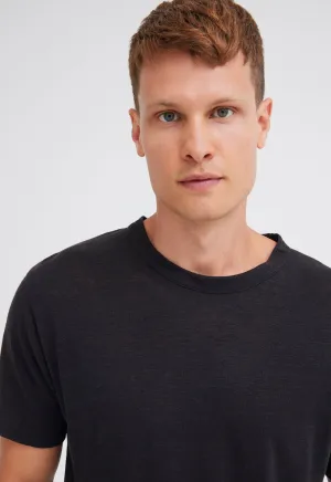 Line Linen Tee - Black