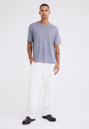 Line Linen Tee - Blugray Blue