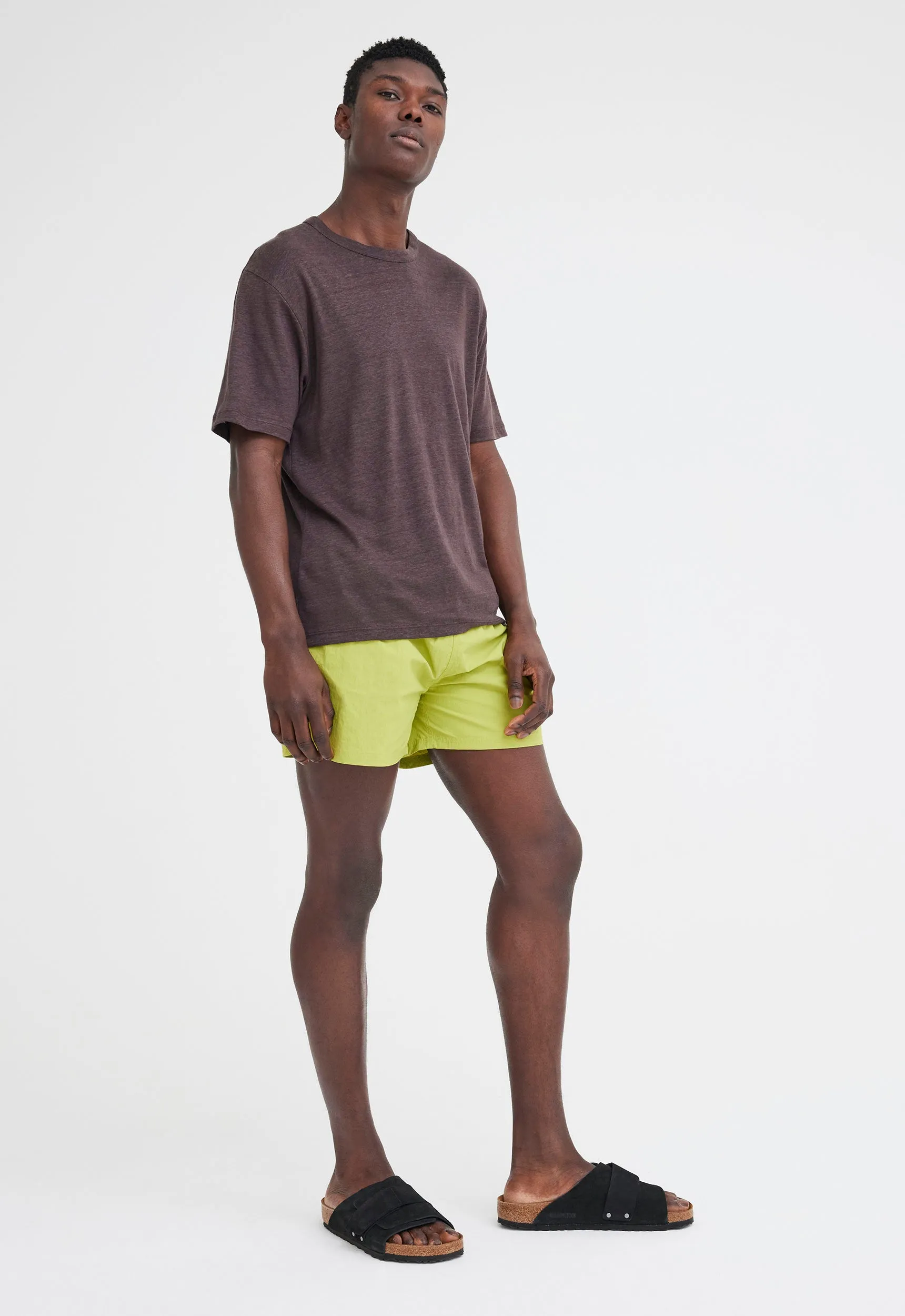 Line Linen Tee - Dirt Brown