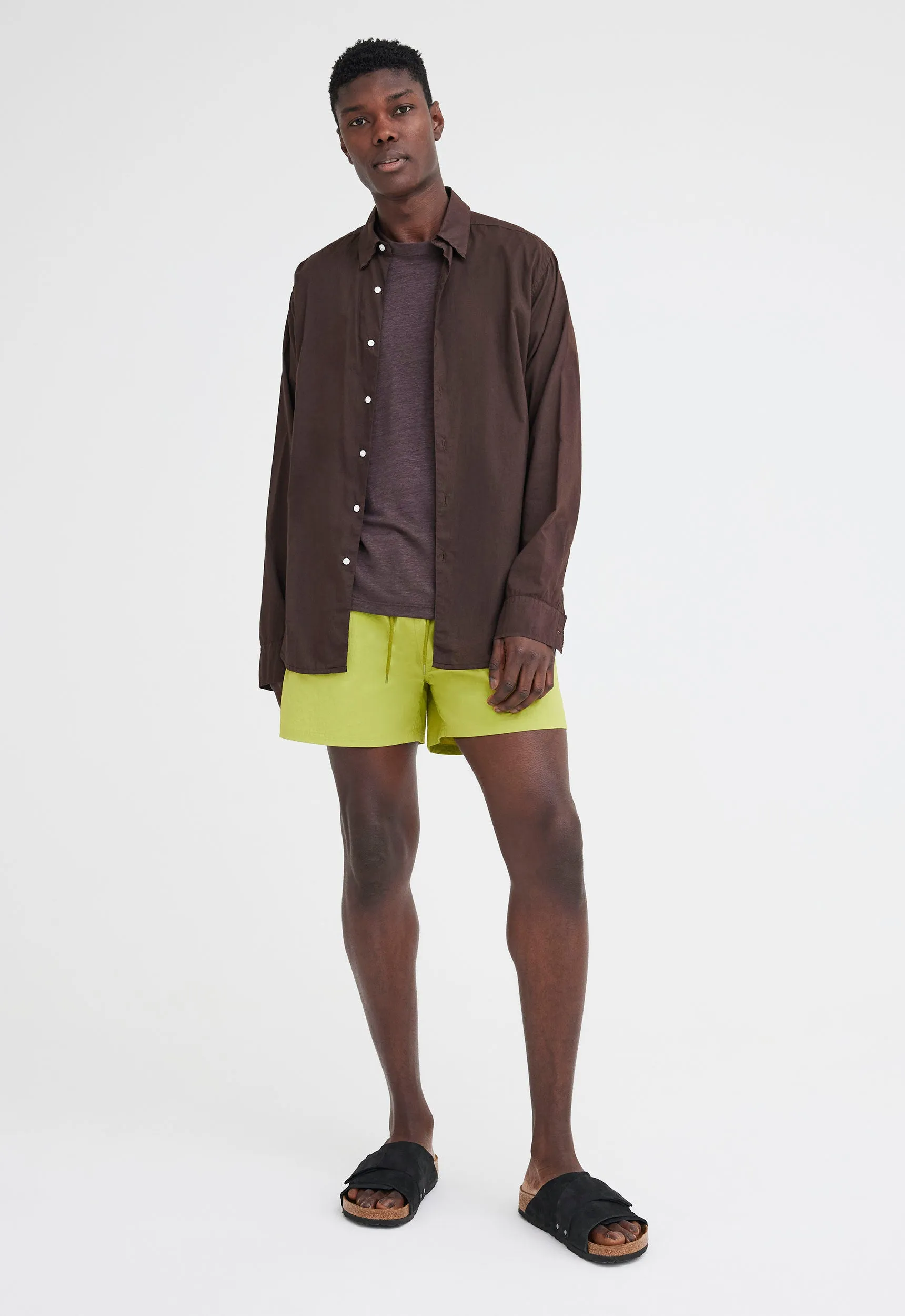 Line Linen Tee - Dirt Brown