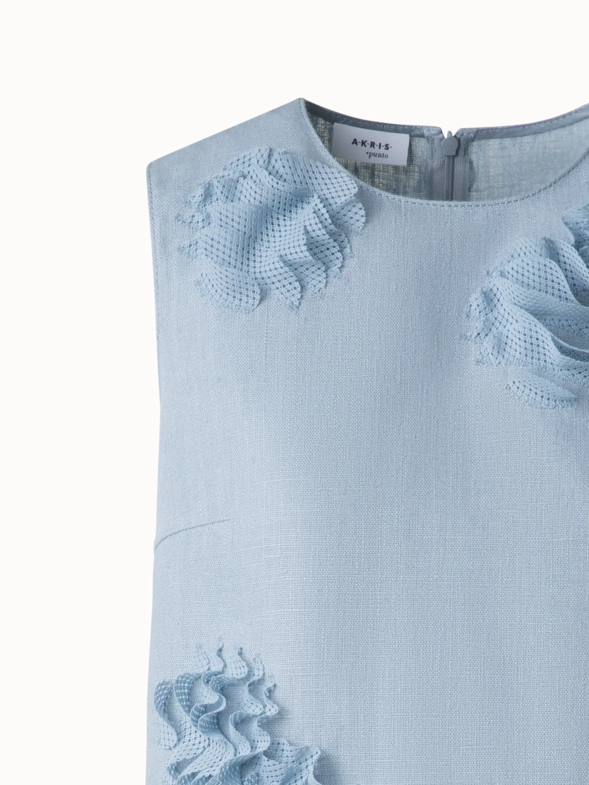 Linen Blouse with 3D Carnation Detail