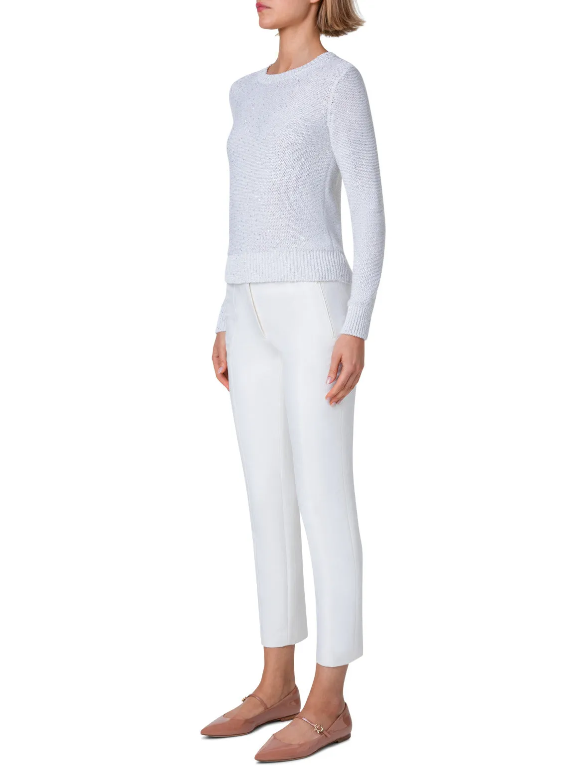 Linen Cotton Sequins Knit Sweater