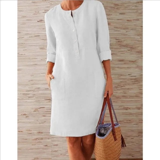 Linen Round Neck Dress