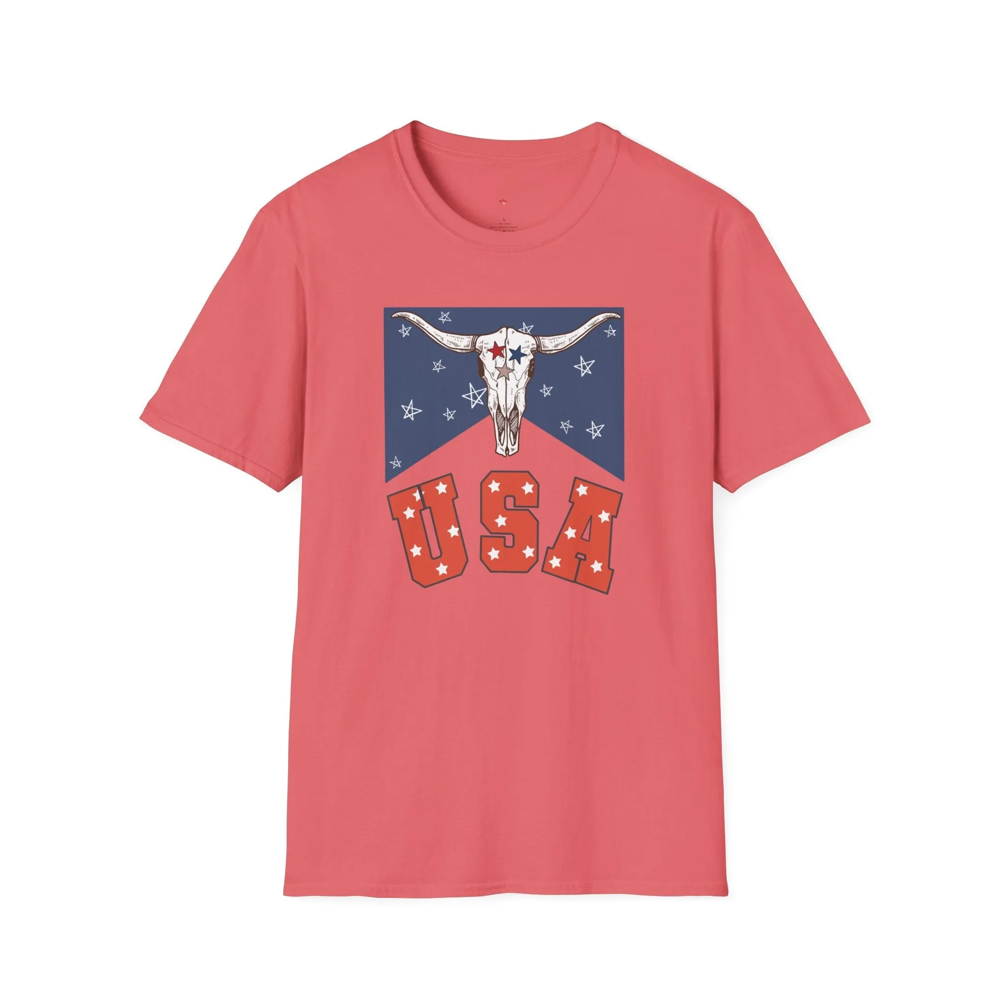 Longhorn USA Tee, 4th of July,  Softstyle T-Shirt