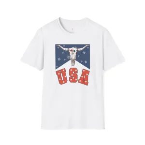 Longhorn USA Tee, 4th of July,  Softstyle T-Shirt