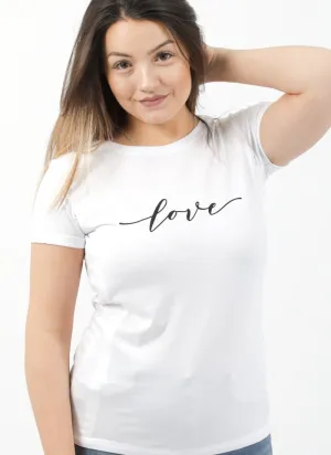 LOVE Breastfeeding T-shirt with Zips - White (Organic Cotton)
