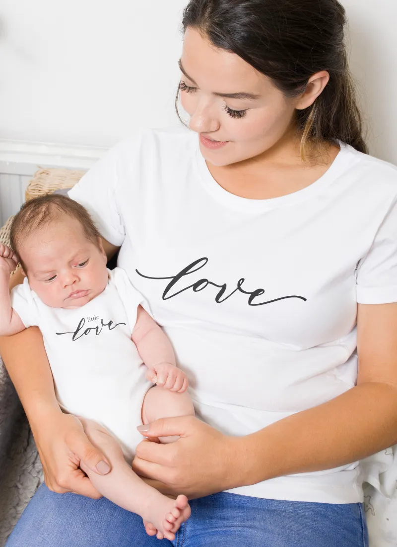LOVE Breastfeeding T-shirt with Zips - White (Organic Cotton)