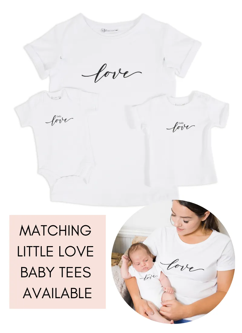 LOVE Breastfeeding T-shirt with Zips - White (Organic Cotton)