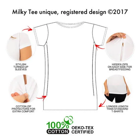 LOVE Breastfeeding T-shirt with Zips - White (Organic Cotton)