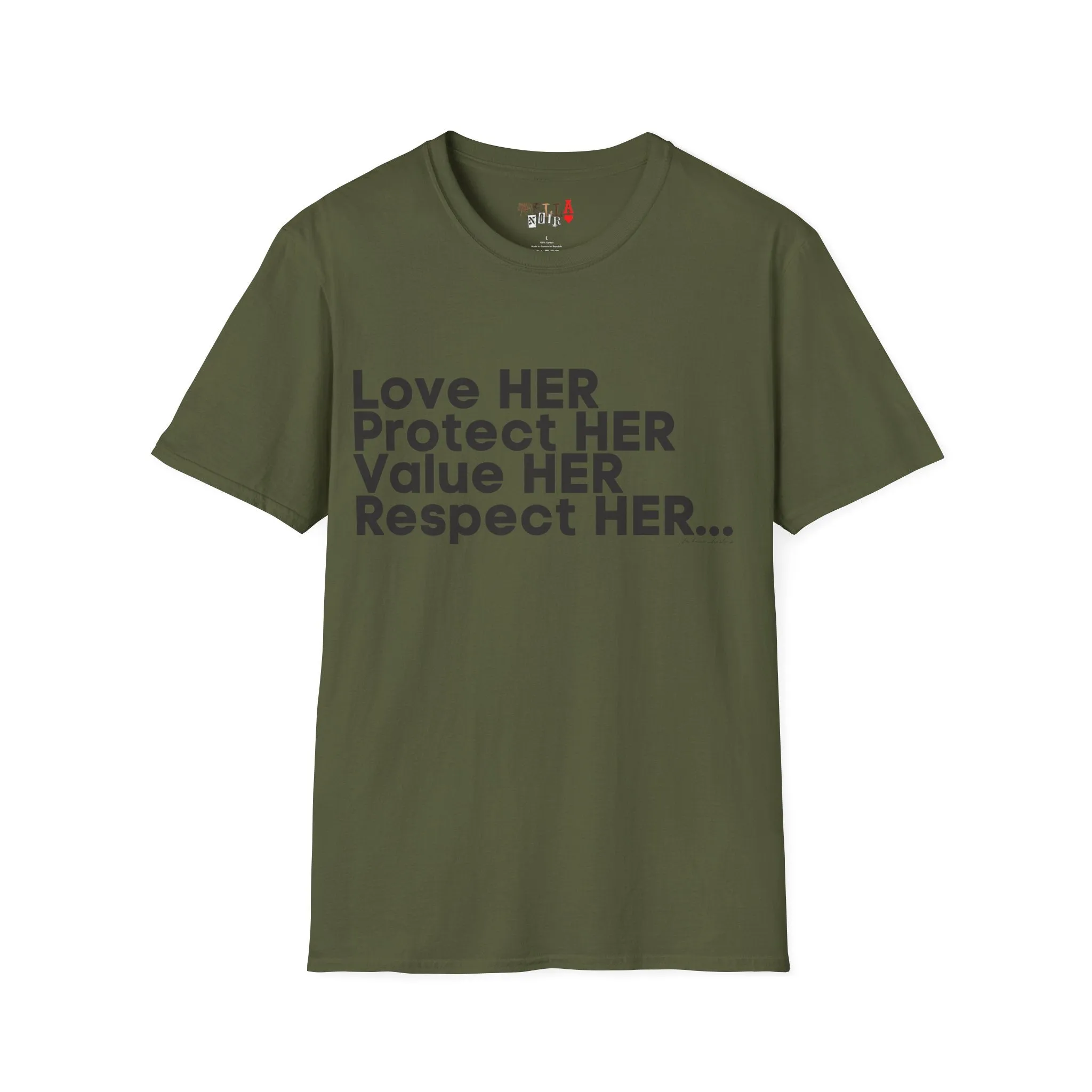 Love HER Protect HER Black Letters Unisex Softstyle T-Shirt
