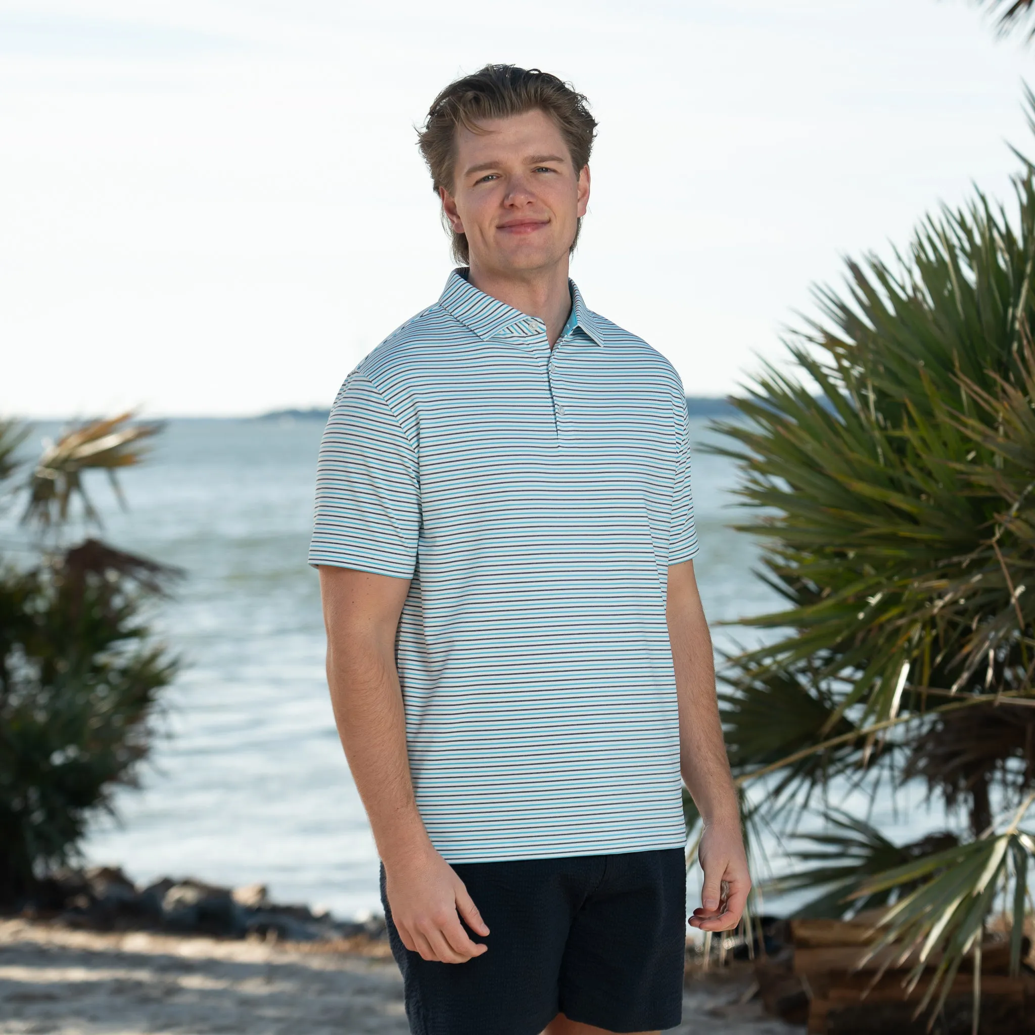 Malibu Two Toned Feedstripe Jersey Polo