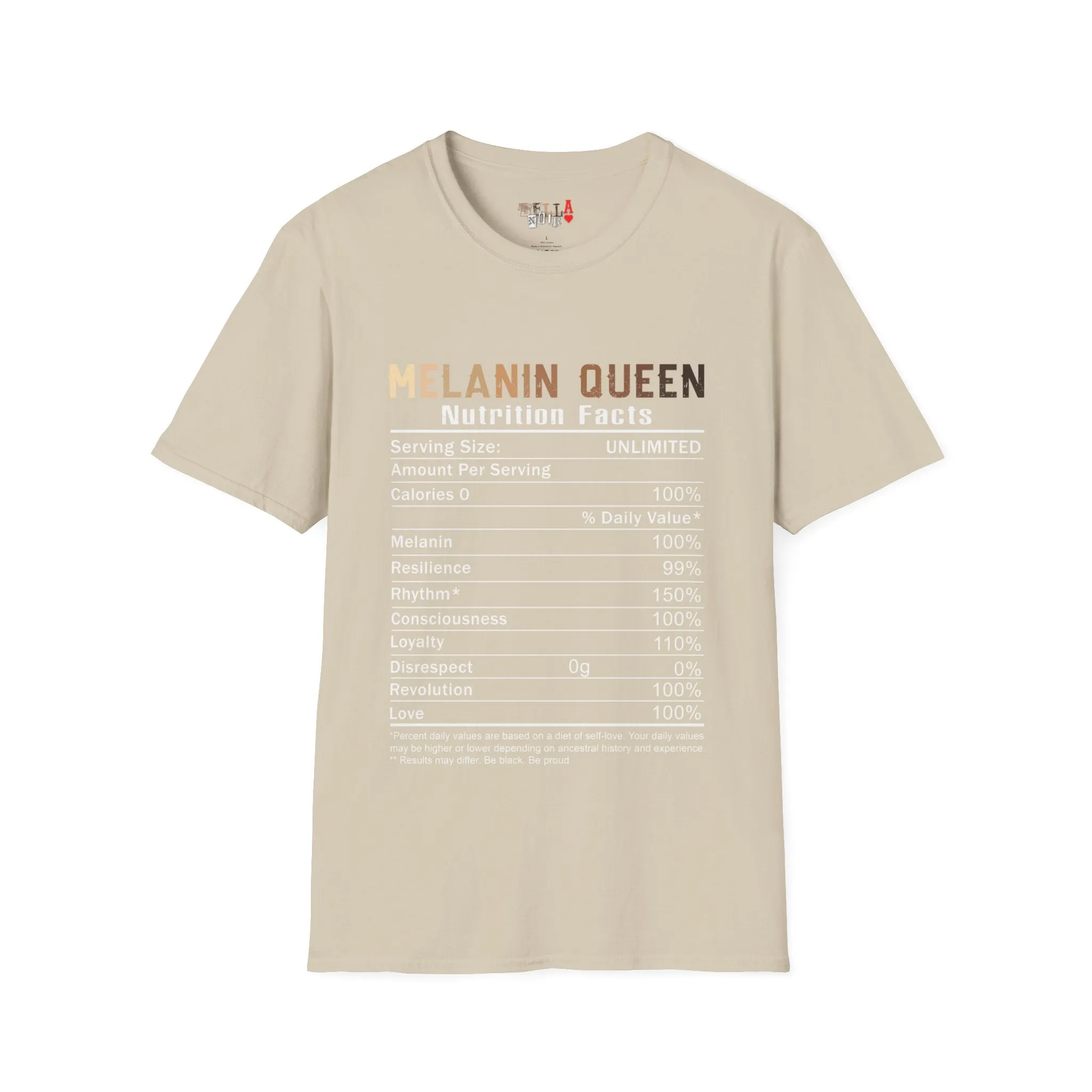 Melanin Queen Nutrition Facts Unisex Softstyle T-Shirt